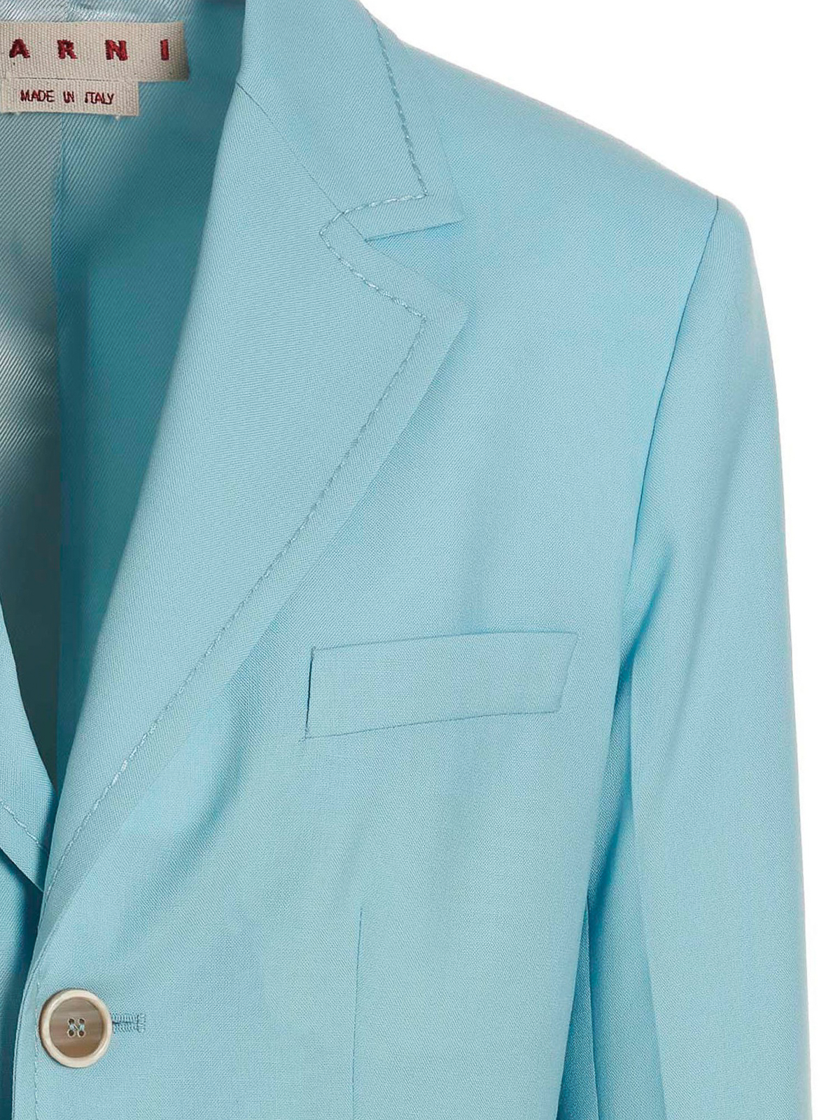 Shop Marni Single-breasted Blazer Jacket In Light Blue