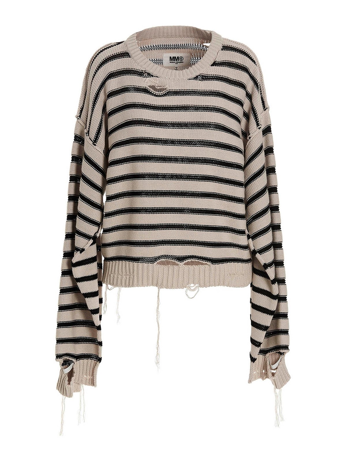 MM6 Maison Margiela Destroyed detail striped sweater 