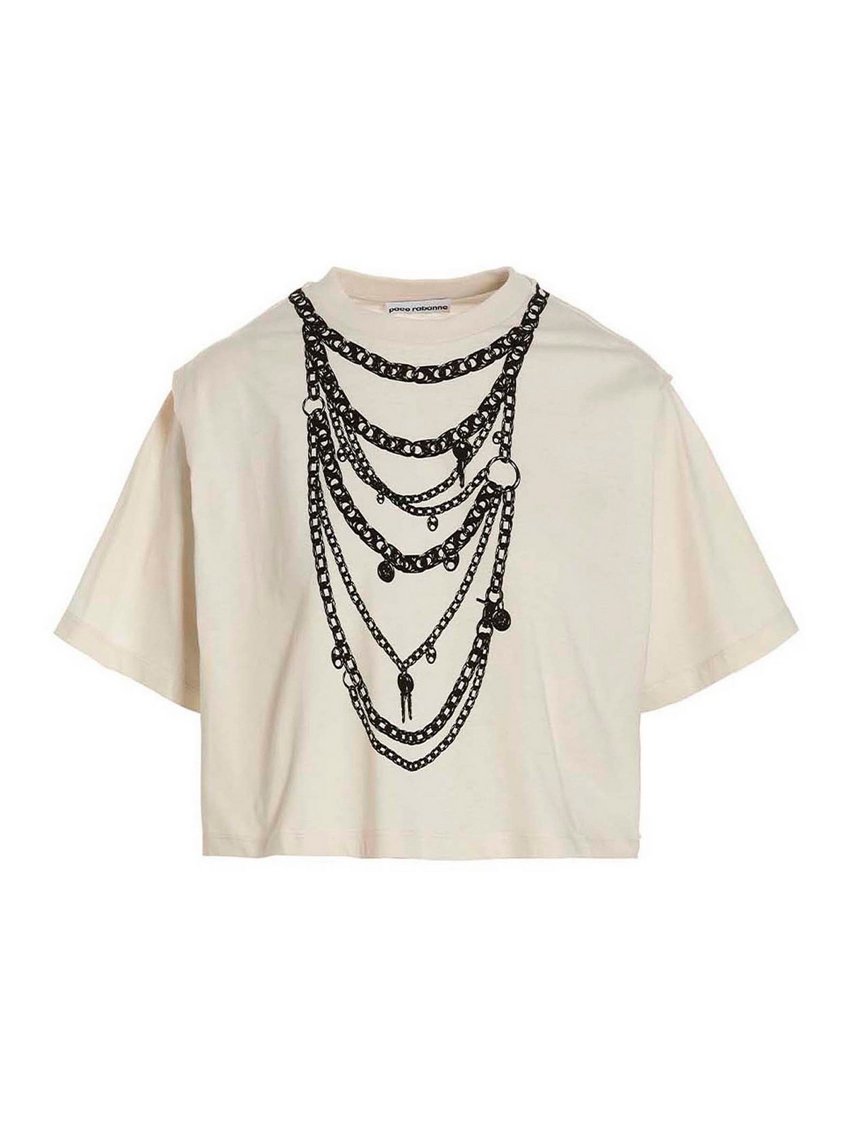 Rabanne リング付き白Tシャツ Rabanne Printed T-shirt - White - Women | 23PJTE108CO0468P270