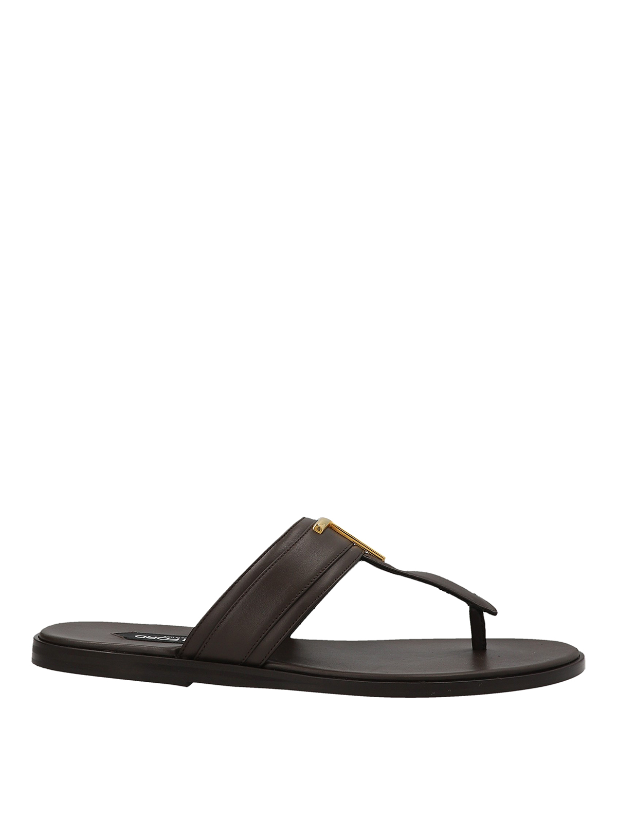 Shop Tom Ford Logo Thong Sandals In Brown