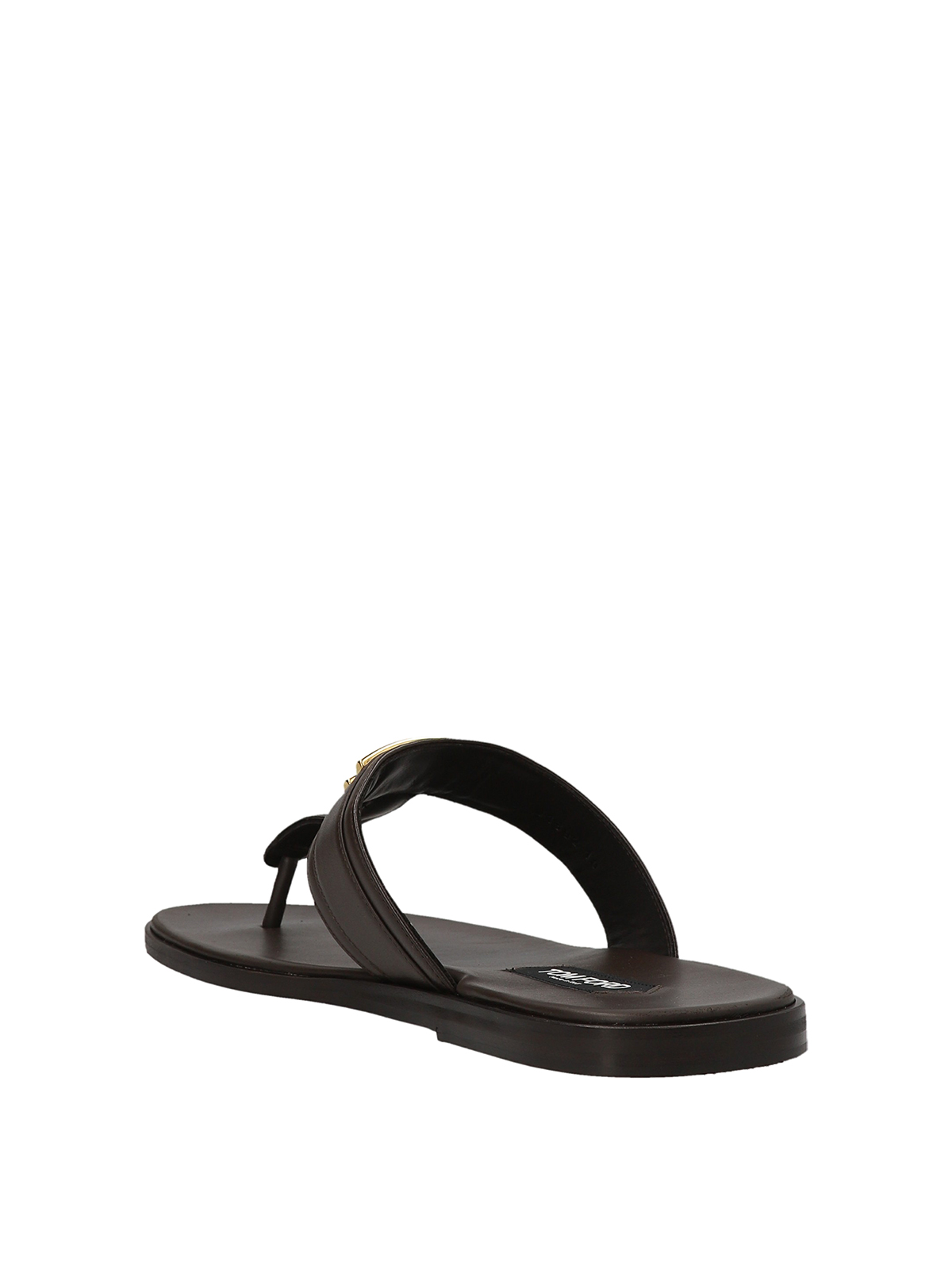 Shop Tom Ford Logo Thong Sandals In Brown