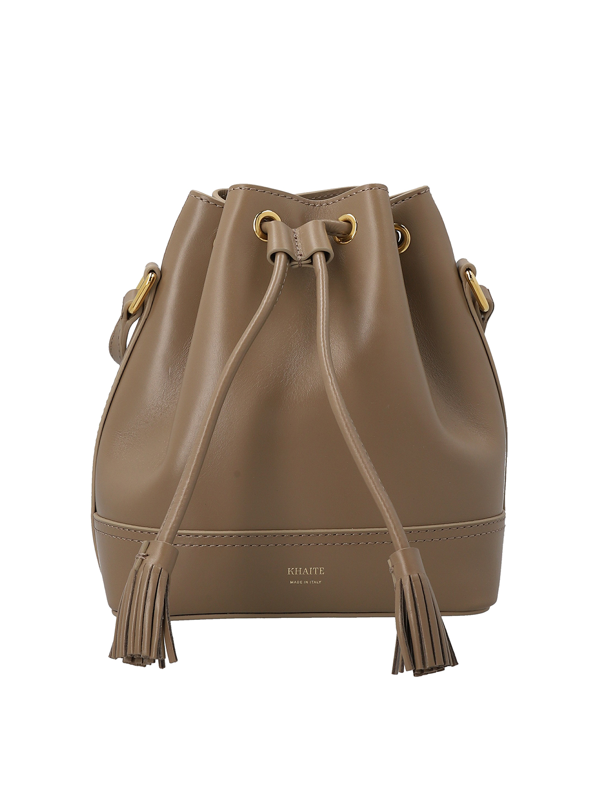 Cecilia Small Leather Bucket Bag in Brown - Khaite