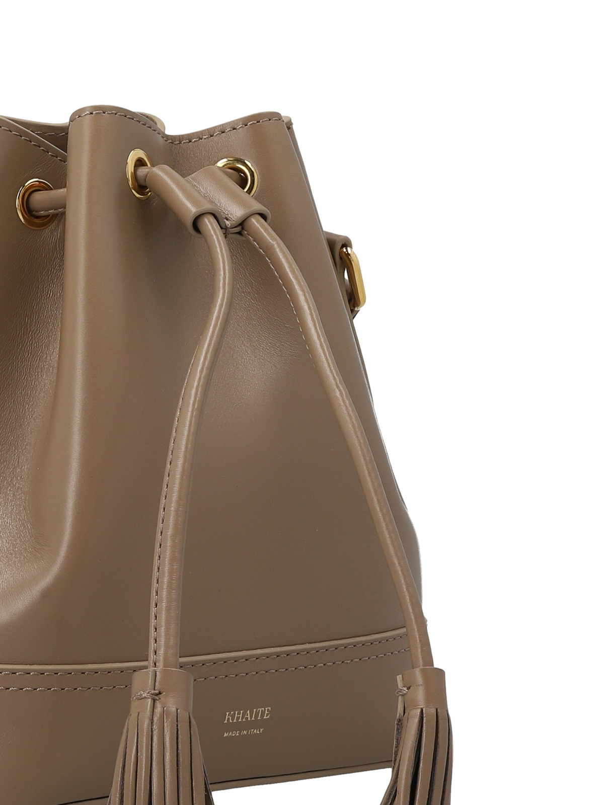 Cecilia Small Leather Bucket Bag in Brown - Khaite