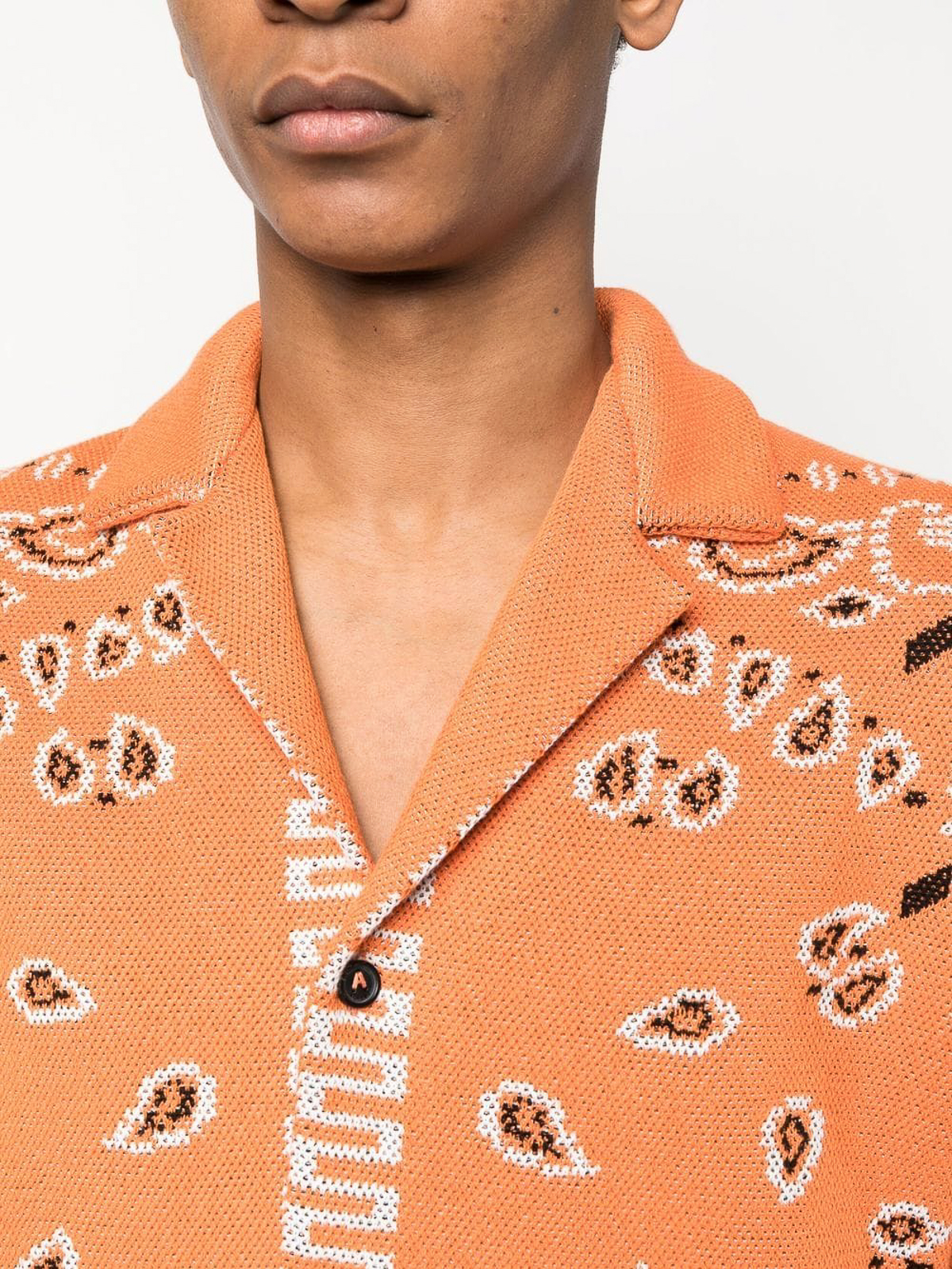 Shop Alanui Bandana-motif Piqu Shirt With Paisley Print In Orange