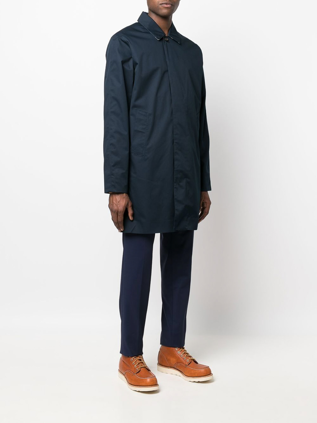 BarbourバブアーSINGLE BREASTEDCOAT コートネイビー40 Barbour Cotton button-down trench with pockets - Blue|MWB0856NY74