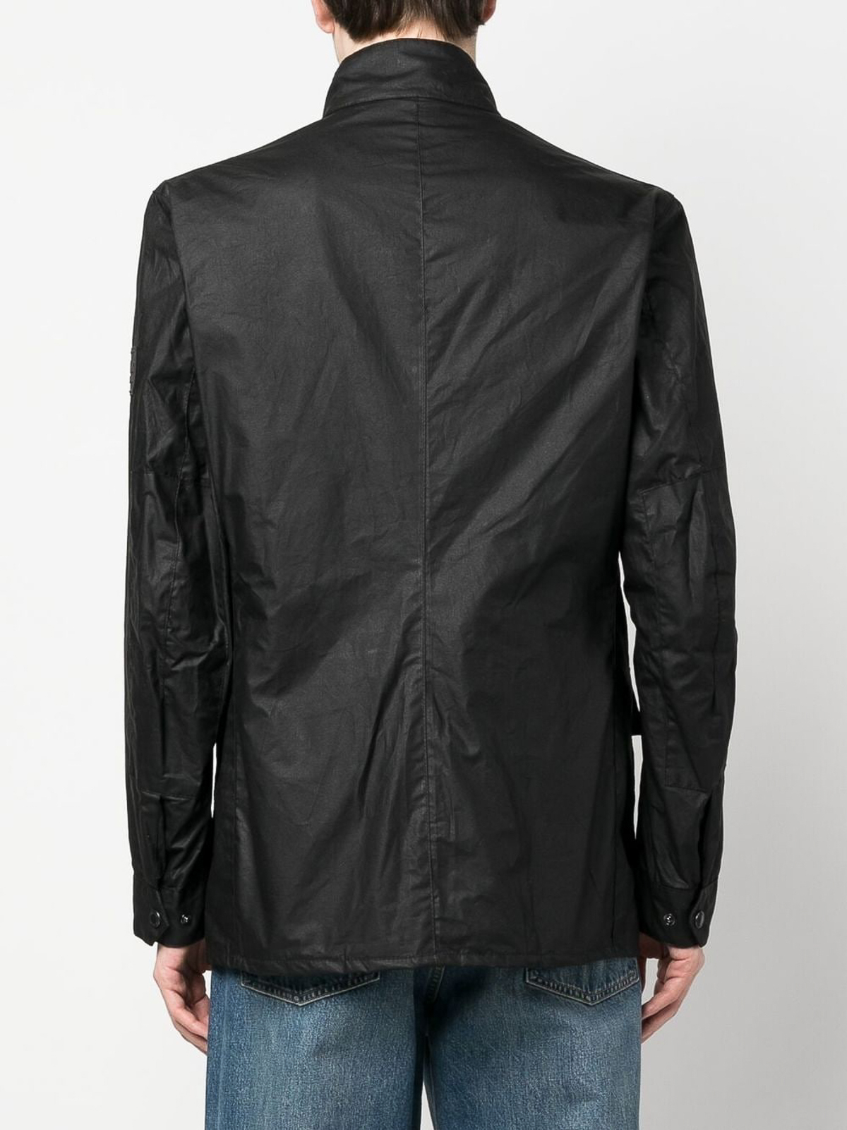 Shop Barbour Button-up Jacket With Stand-up Collar In Black