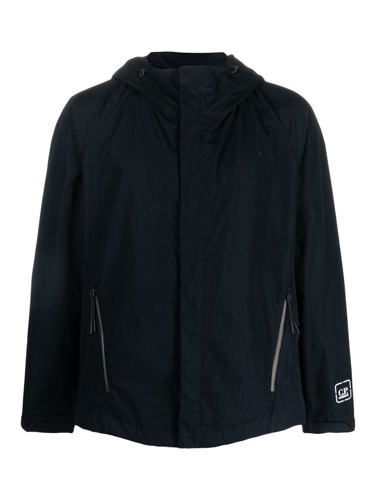 Shop C.p. Company Logo-patch Zipped Hooded Jacket In Azul
