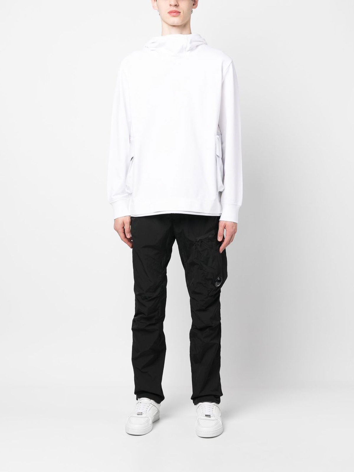 Shop C.p. Company Cargo-pocket High-neck Hoodie In White