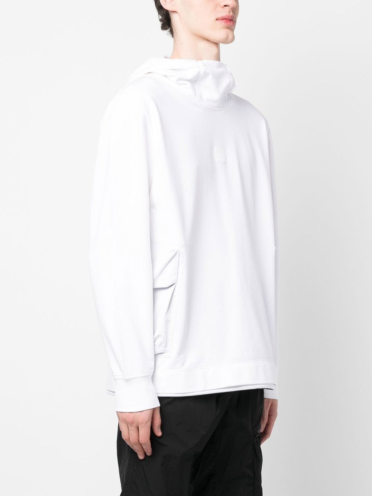 Shop C.p. Company Cargo-pocket High-neck Hoodie In White