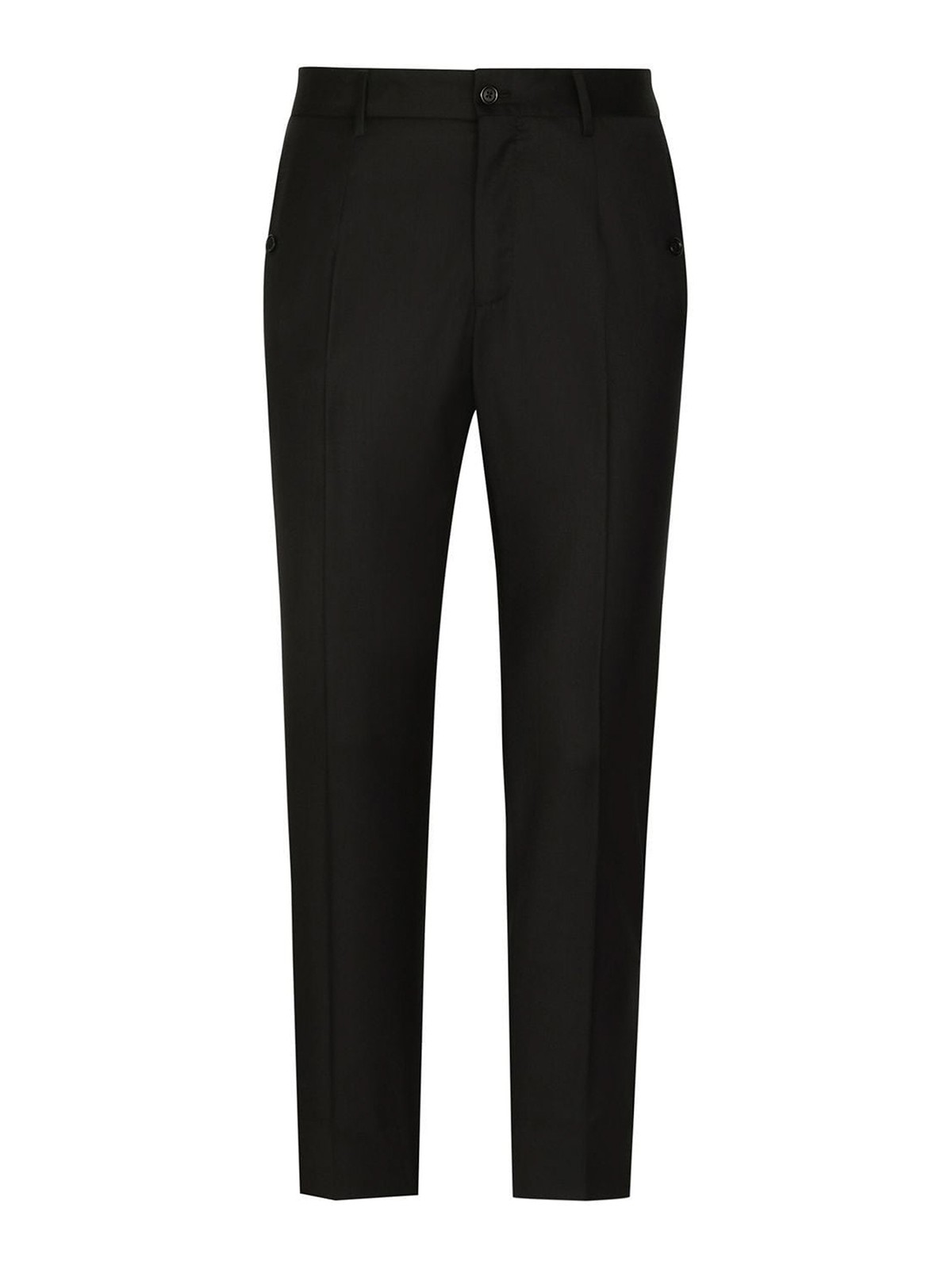 Dolce & Gabbana Logo-trim Wool Trousers With High Waist In Negro