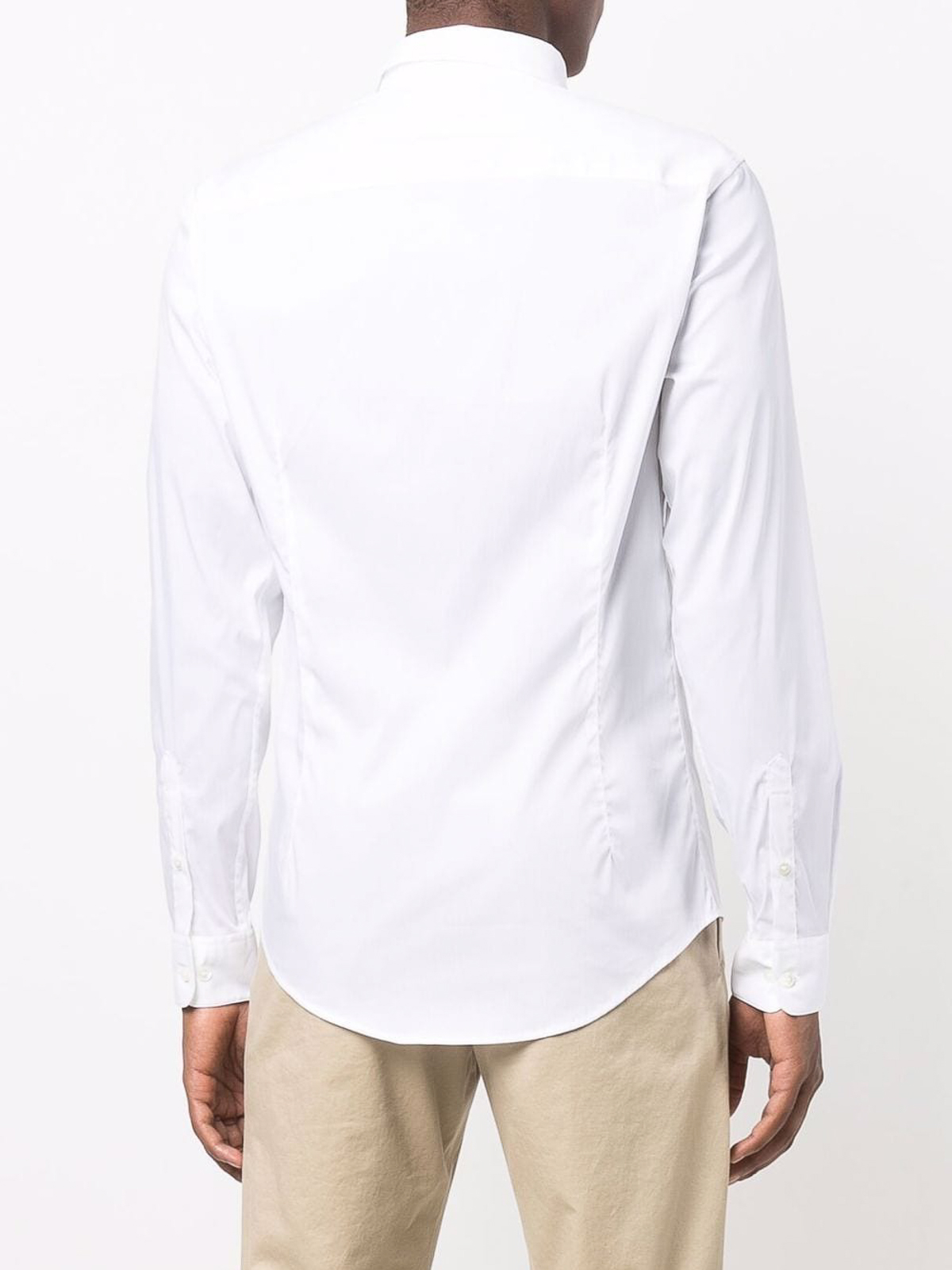 Shop Emporio Armani Cotton Shirt With Logo And Classic Collar In White