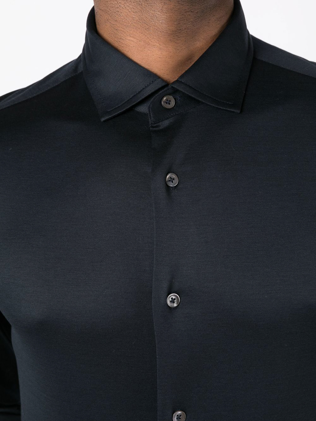 Shop Emporio Armani Poplin Shirt With Straight-point Collar In Blue