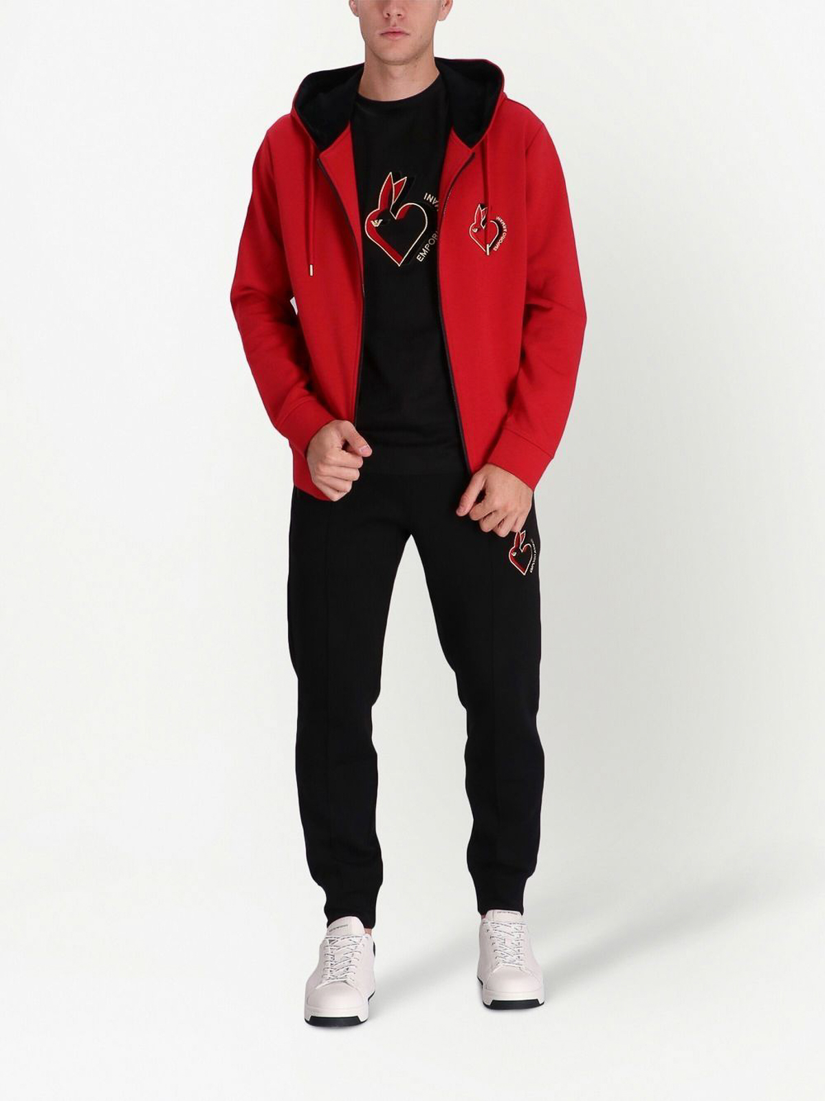 Sweatshirts u0026 Sweaters Emporio Armani - Year of the rabbit zip-up hoodie  with logo - 3R1MBK1JHSZ0357
