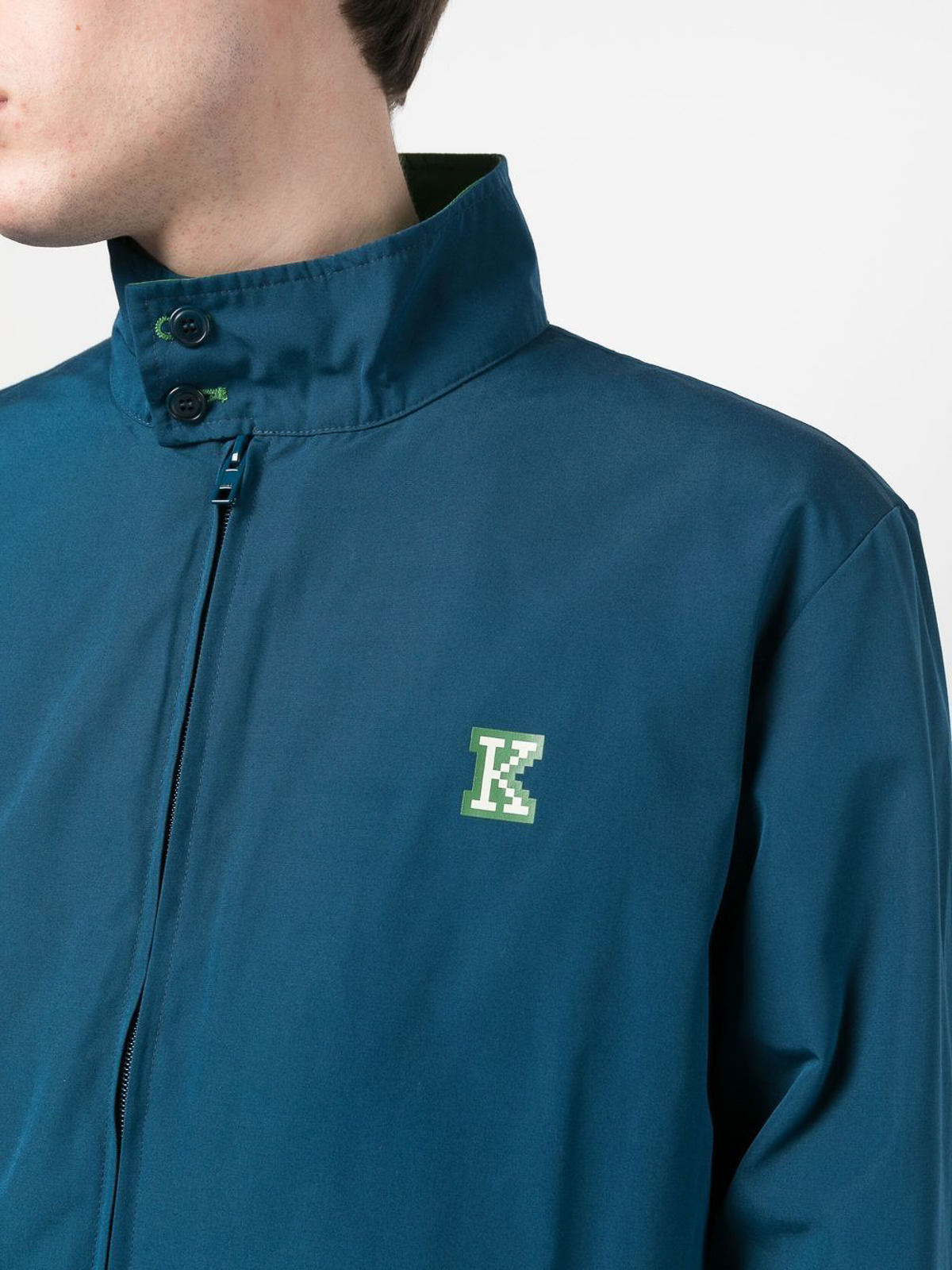 Shop Kenzo Graphic Logo-print Jacket With Stripe Trim In Blue