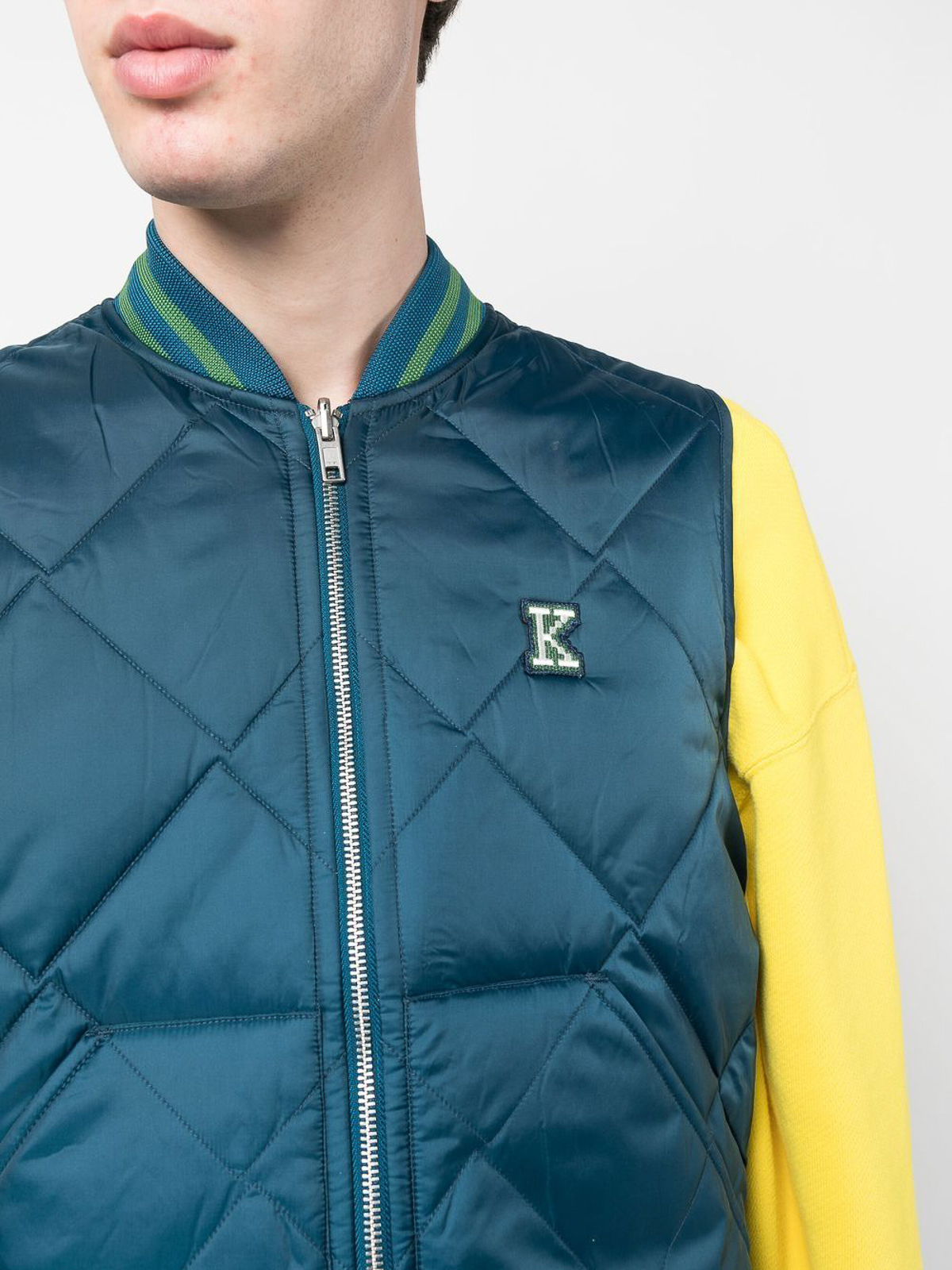 Shop Kenzo Graphic Logo-print Jacket With Stripe Trim In Blue