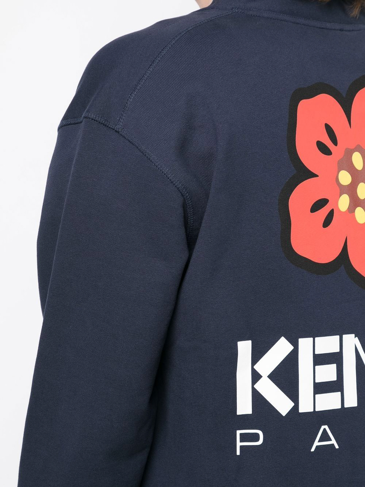 Shop Kenzo Boke Flower Sweatshirt Cardigan Style In Blue