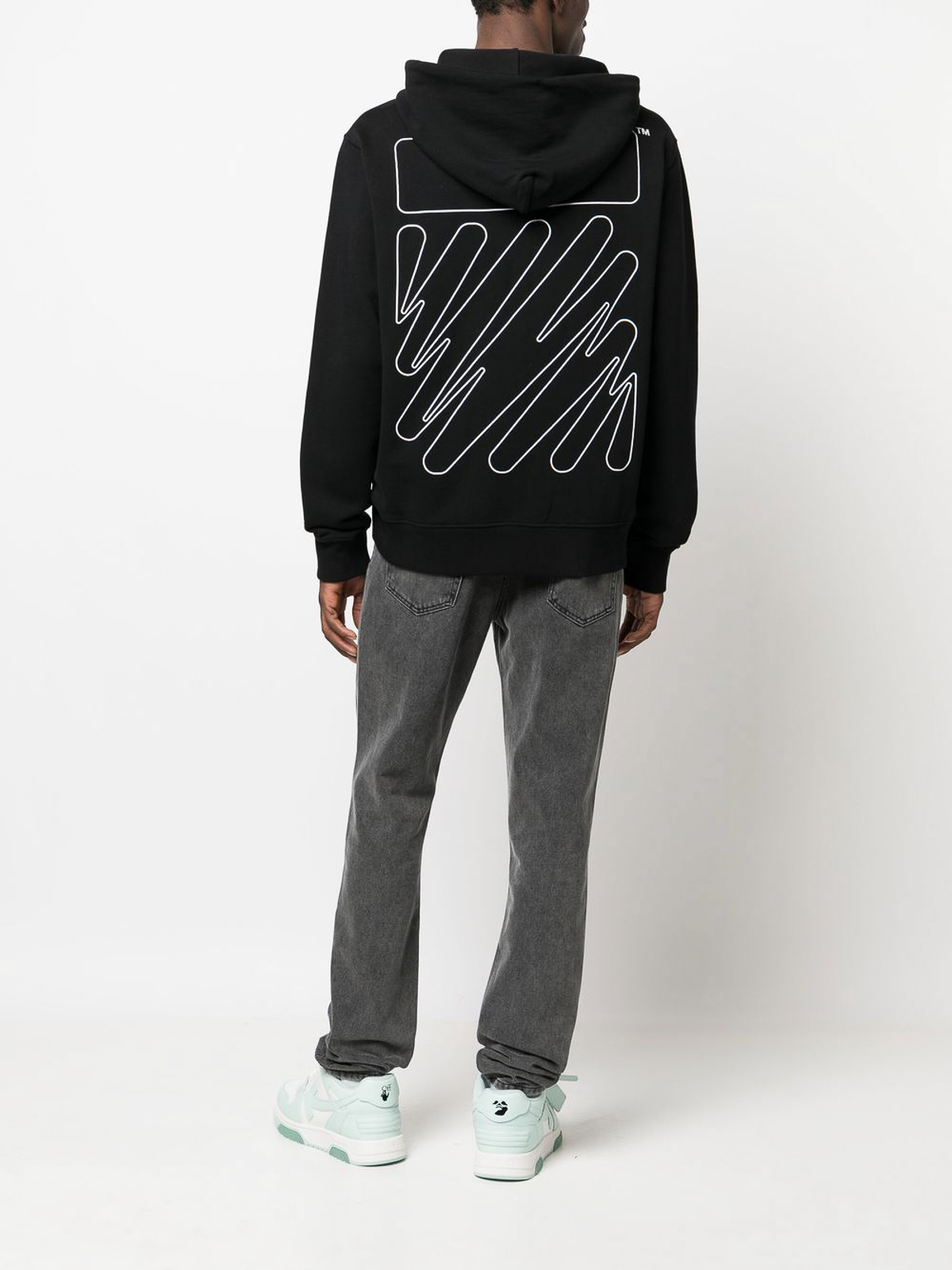 Off White Wave diag stripe zip up hoodie with logo OMBE013C99FLE0071001