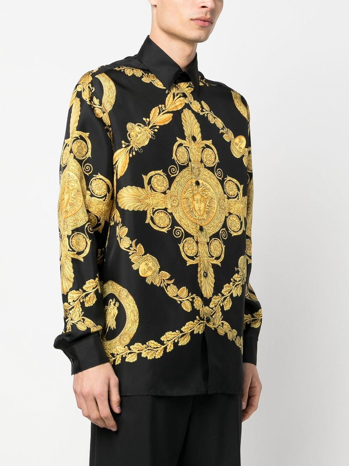 Barocco silk shirt in black - Versace