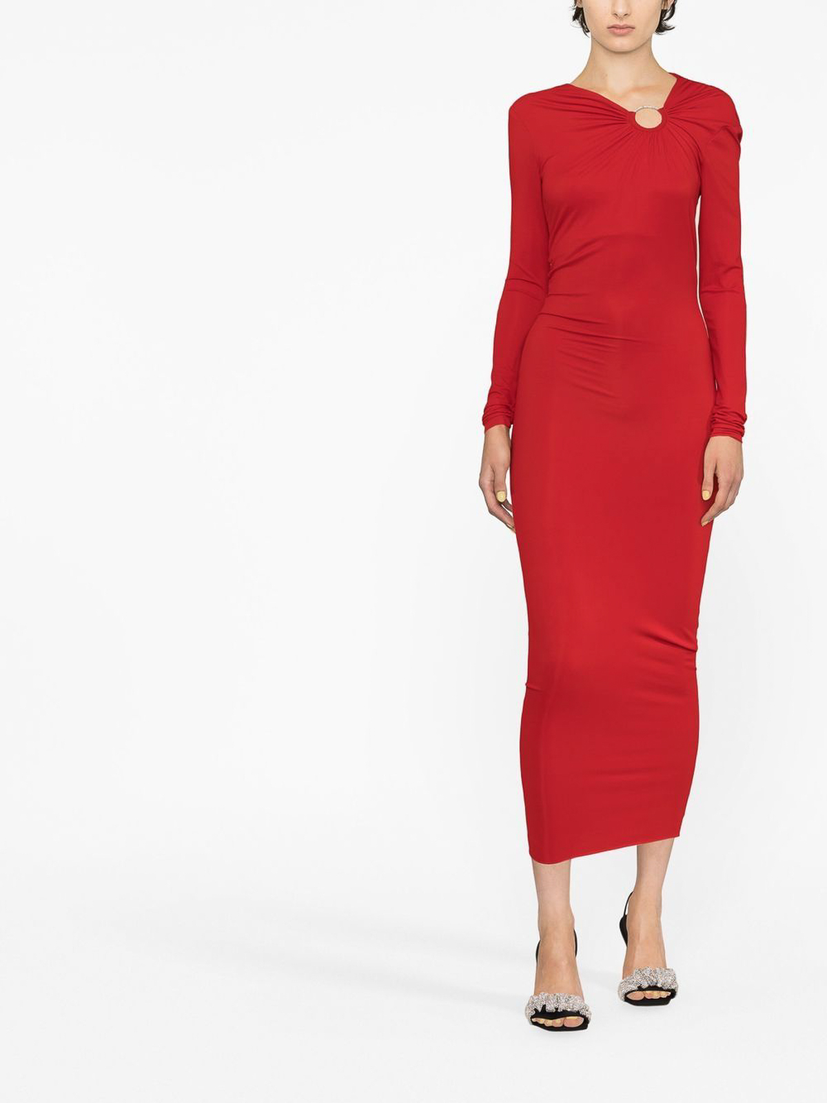 Shop Alexandre Vauthier Cut-out Detailed Dress With  Stretch-design In Red