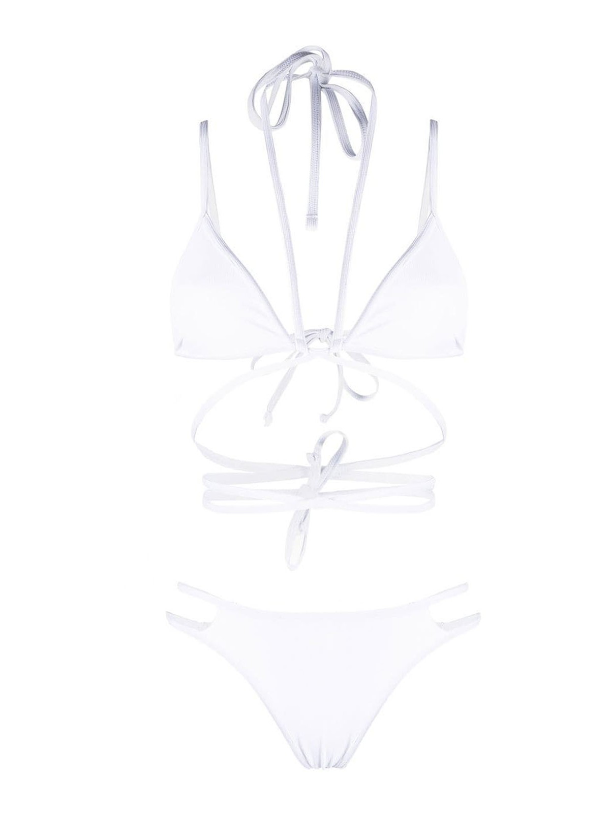 Shop Andreädamo Ribbed Multi-tie Bikini In White