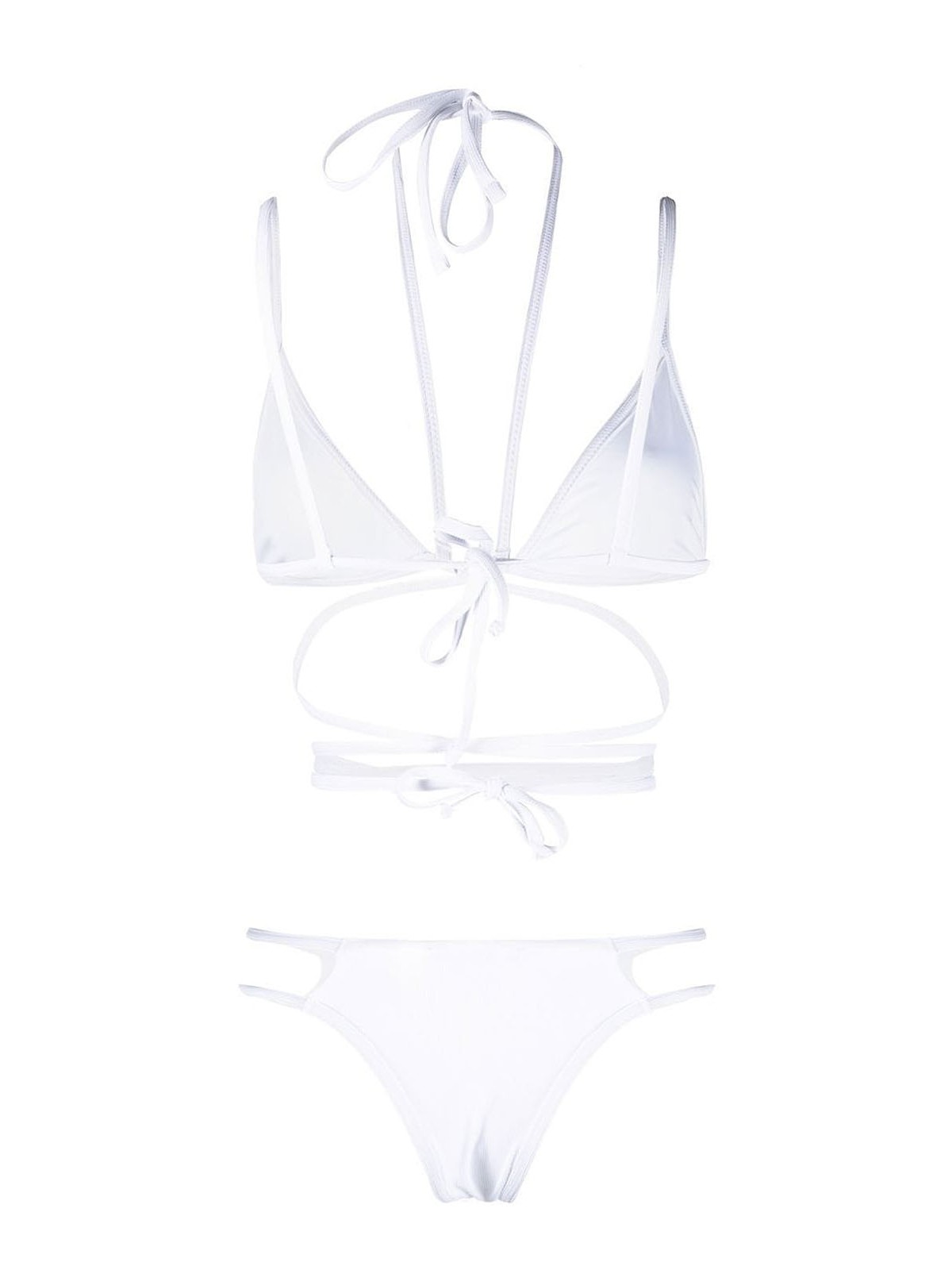 Shop Andreädamo Ribbed Multi-tie Bikini In White