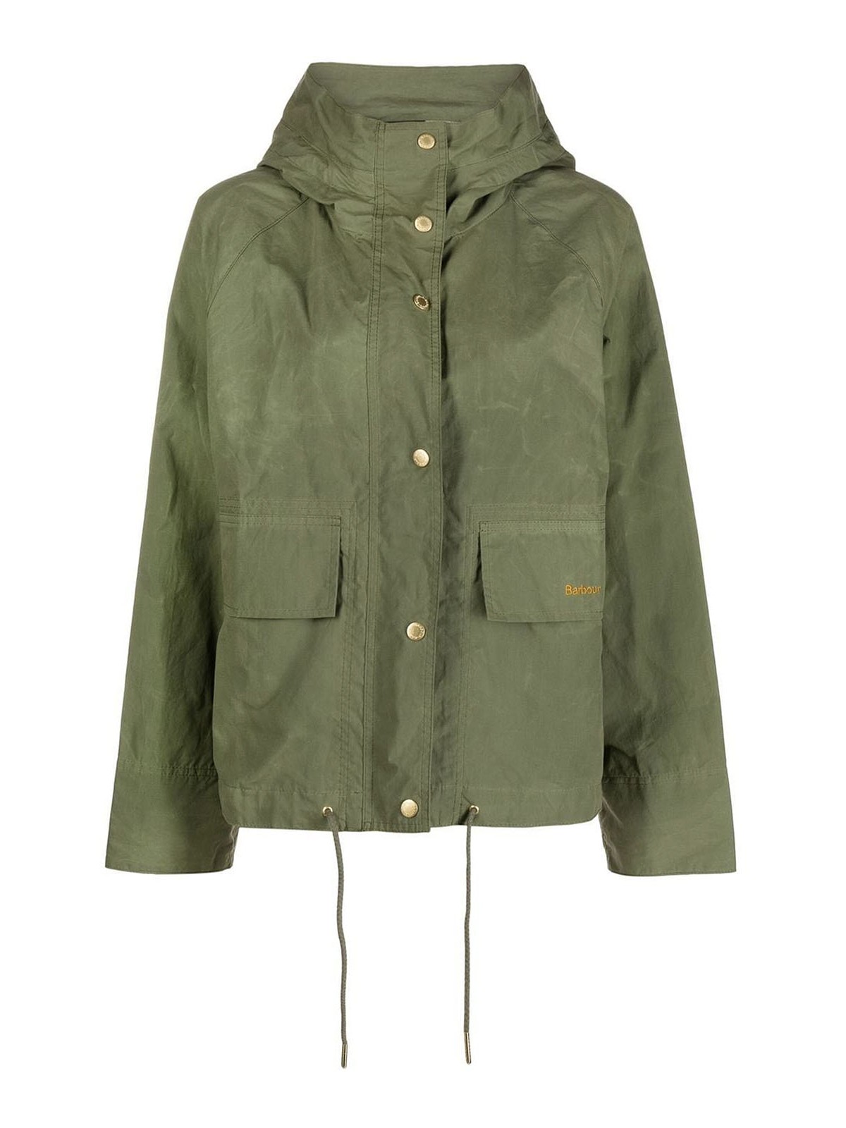 Shop Barbour Rain Jacket With Hoodie And Coulisse In Green