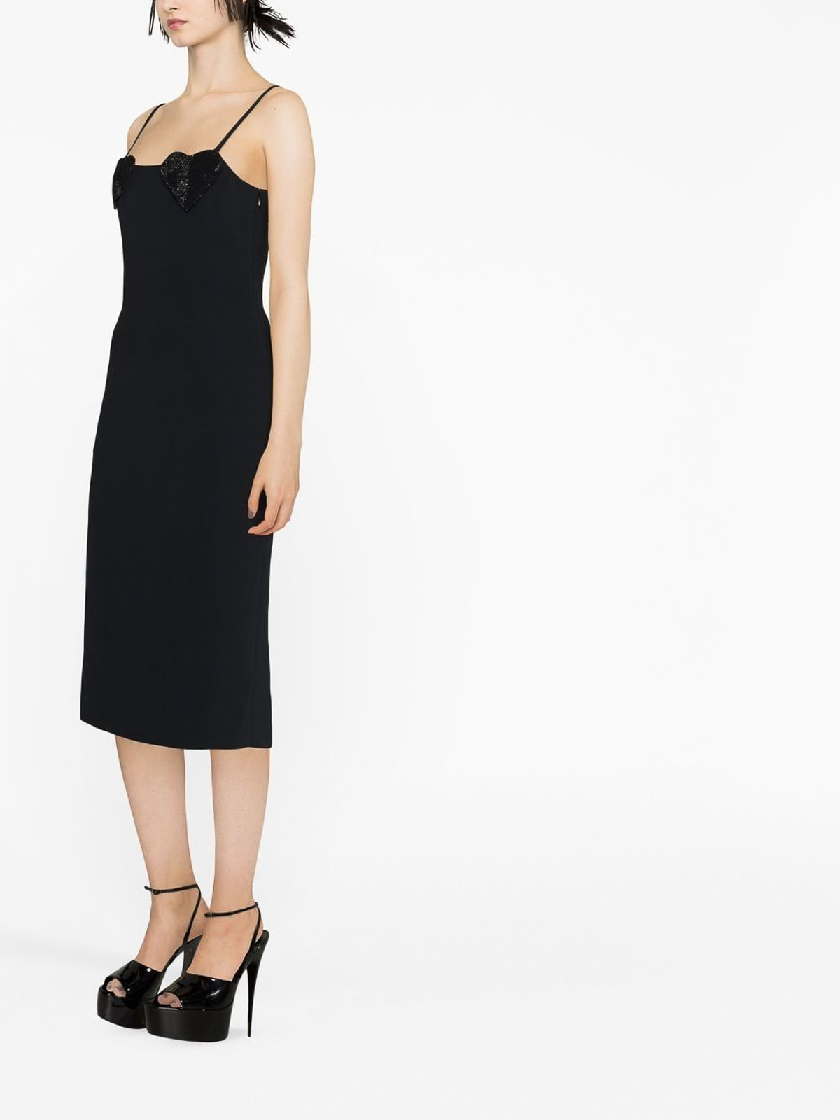 Shop Blumarine Heart Sequin Dress With Thin Straps In Black