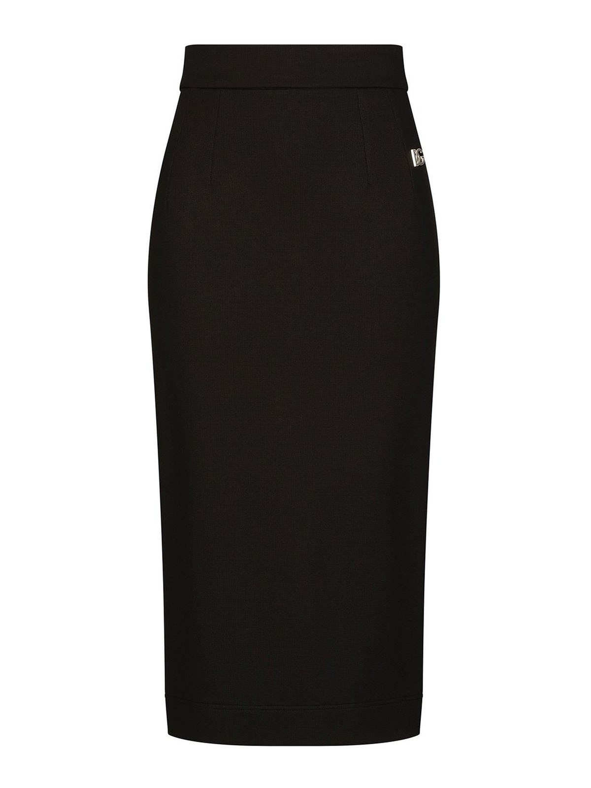 Shop Dolce & Gabbana Logo-plaque Pencil Midi Skirt In Negro