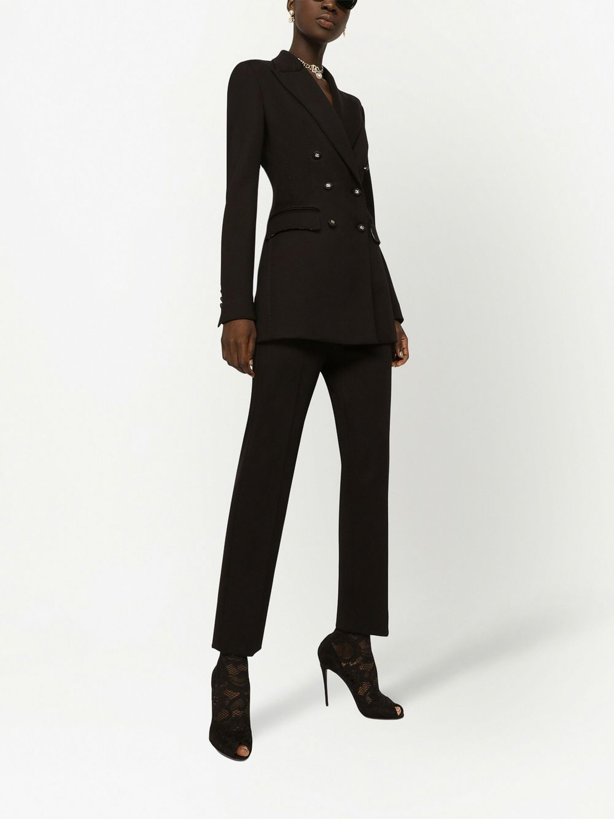 Shop Dolce & Gabbana Tailored Tapered Trousers With High Waist In Black