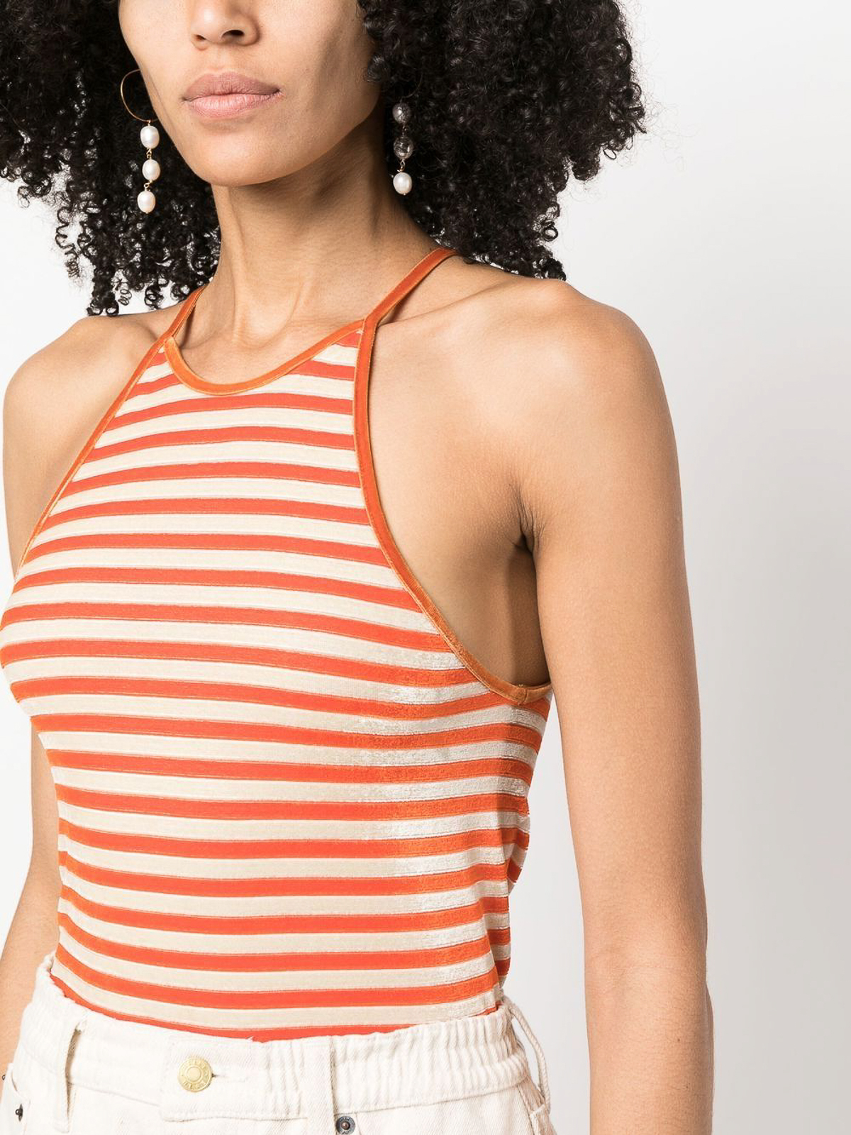 週末セール♡forte_forte コットンシルクフリルオレンジシャツ