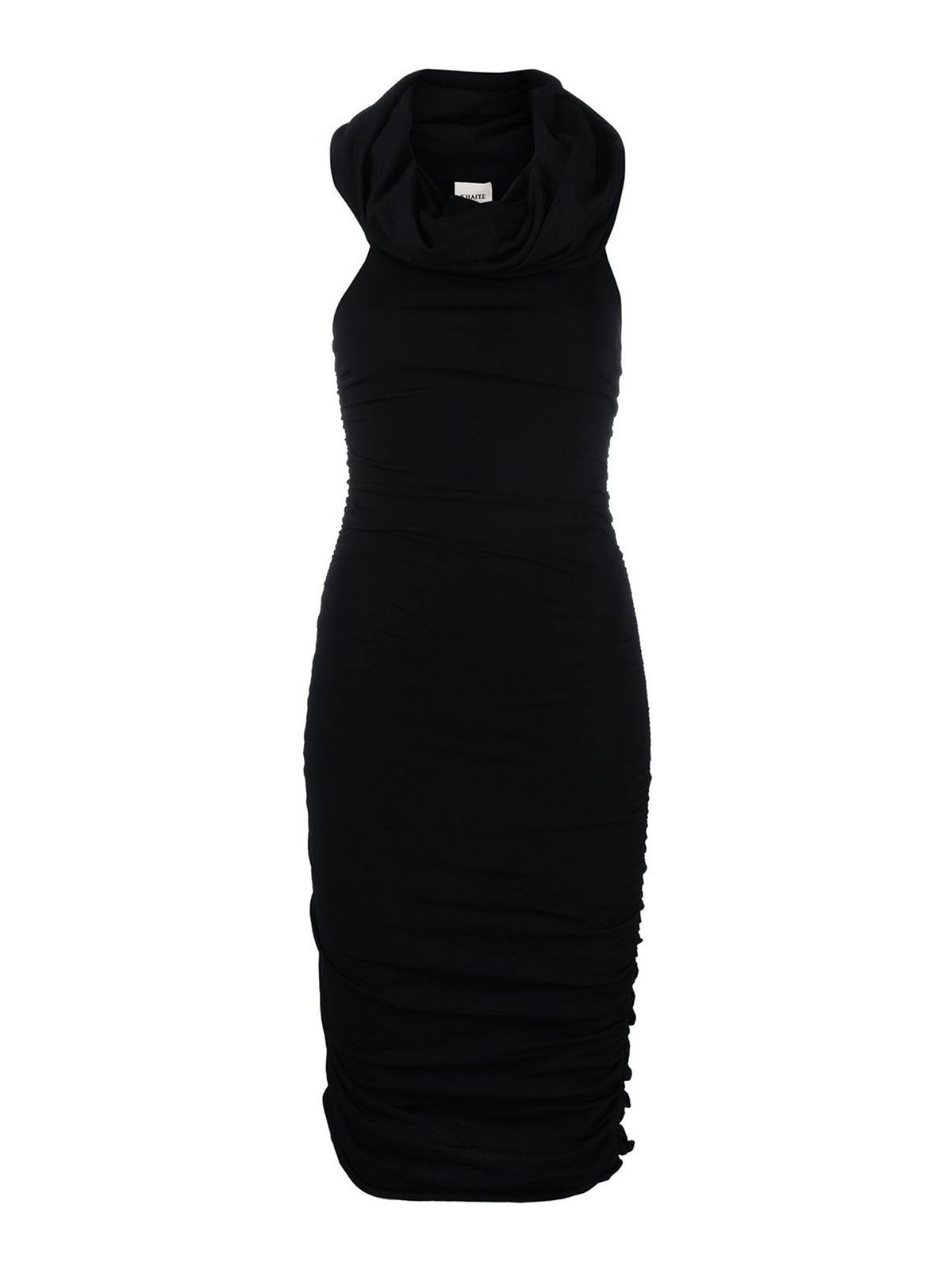 Shop Khaite Off-shoulder Aerica Ruched Dress In Black