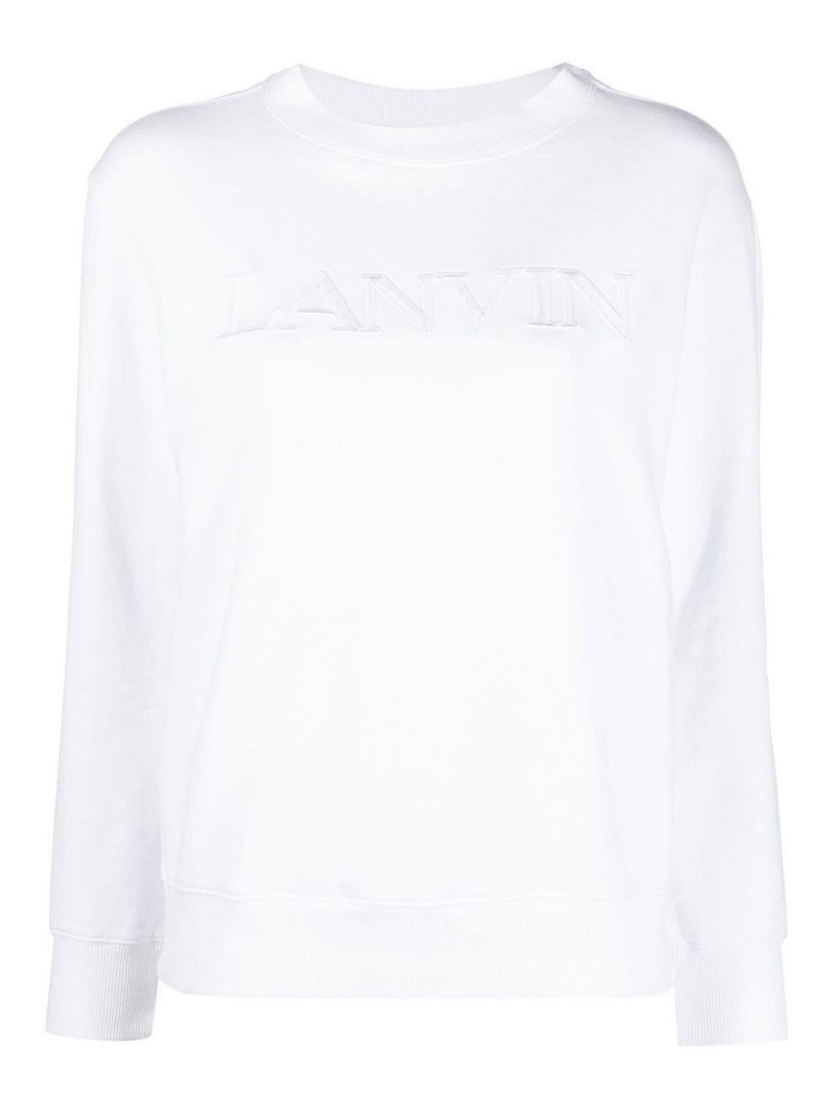 Lanvin Fleece Cotton Crewneck Sweatshirt In White