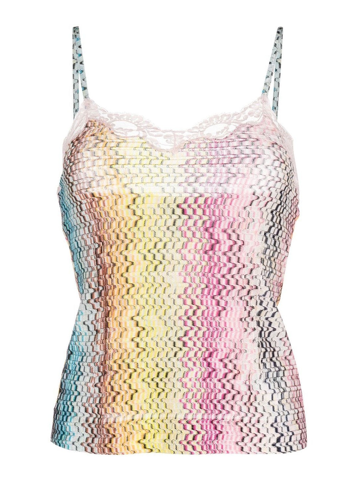 Shop Missoni Graphic-print Top With Lace Detail In Multicolor
