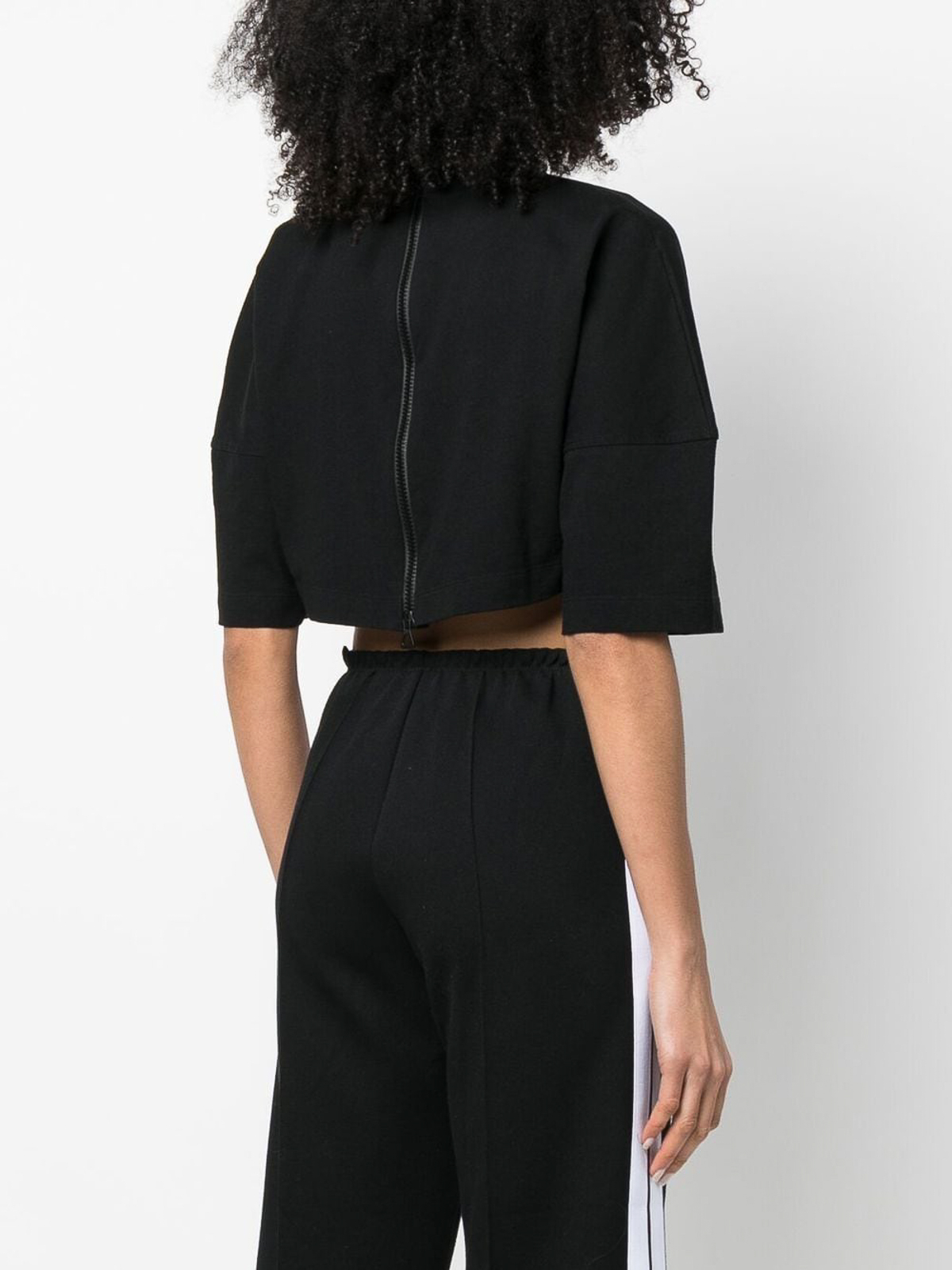 Palm Angels Logo-print zipped cropped top|PWAA059S23JER0011001