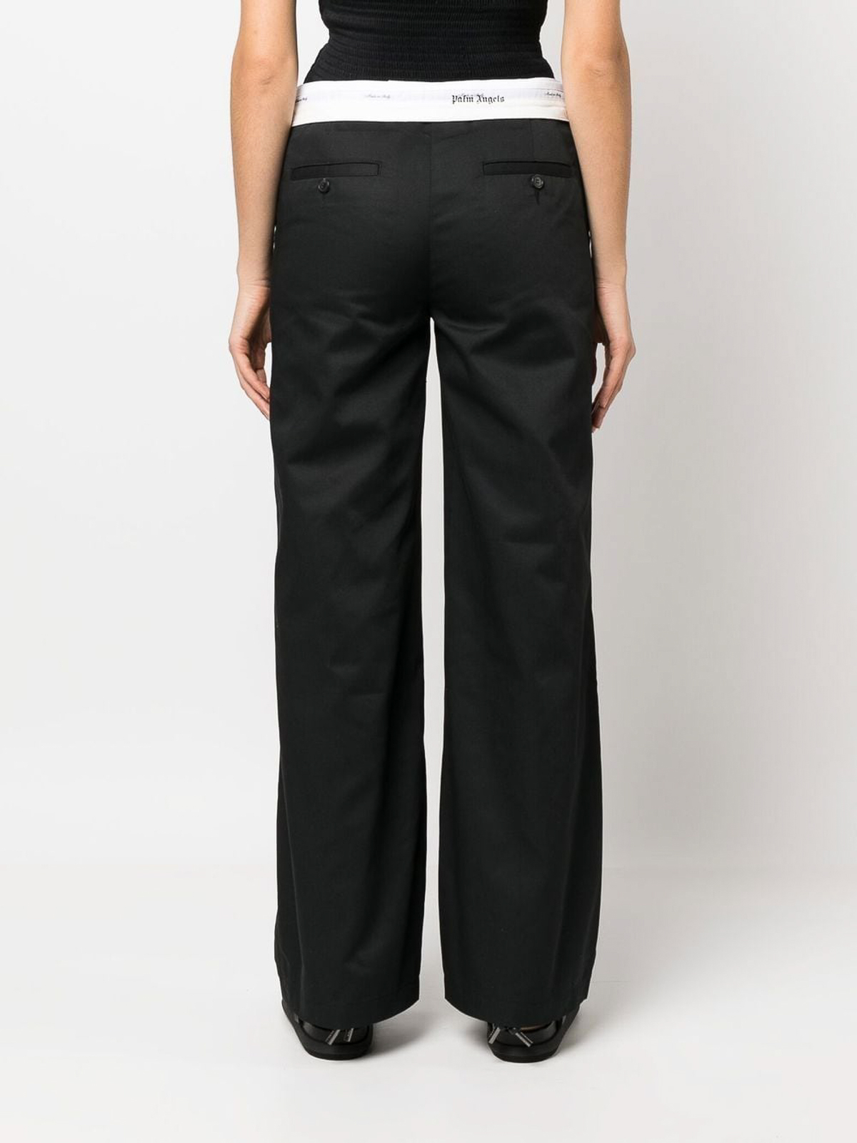 Shop Palm Angels Reversed Waistband Straight Leg Trousers In Black