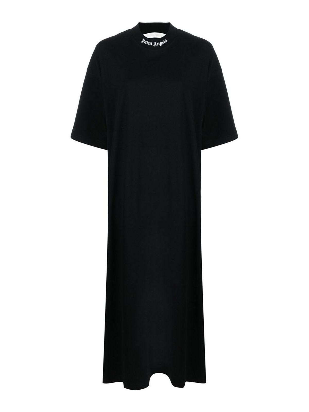 ワンピース PALM ANGELS Woman Dress Black PWDG006S23FAB002 1010 Palm Angels T-shirt styled dress with logo on the rear