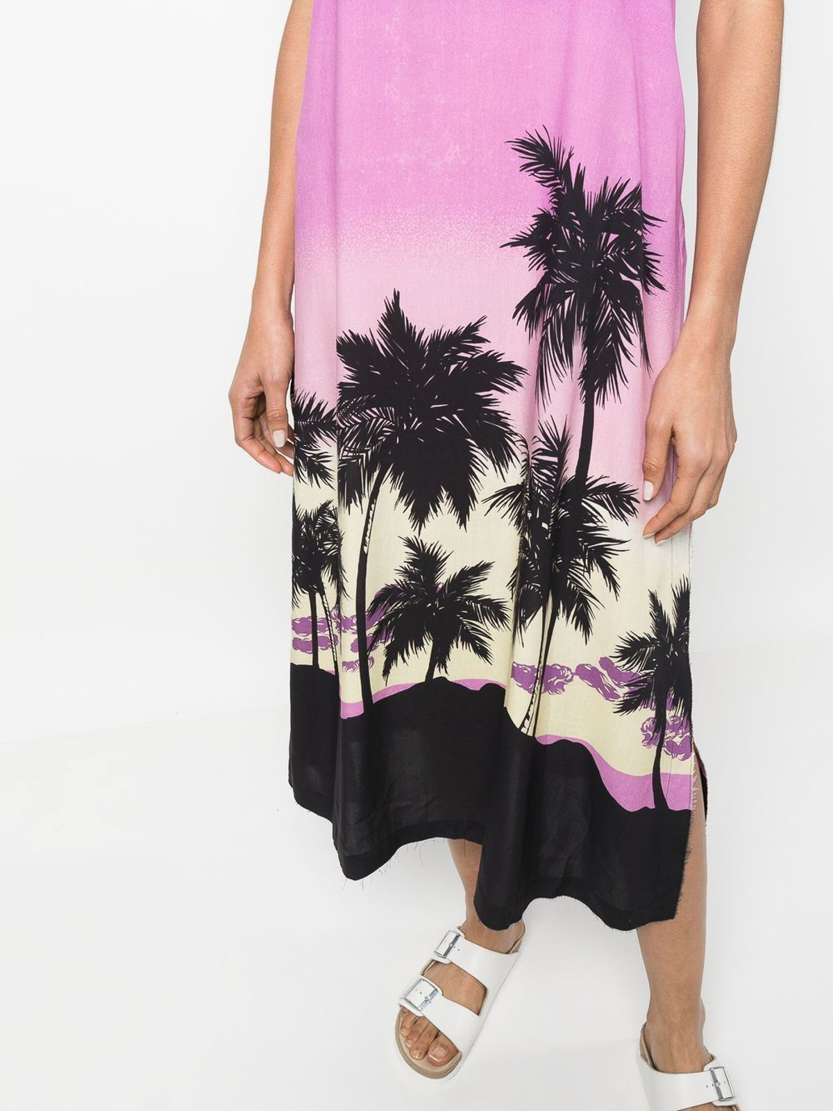 Shop Palm Angels Sunset-print Dress With V-neck In Purple