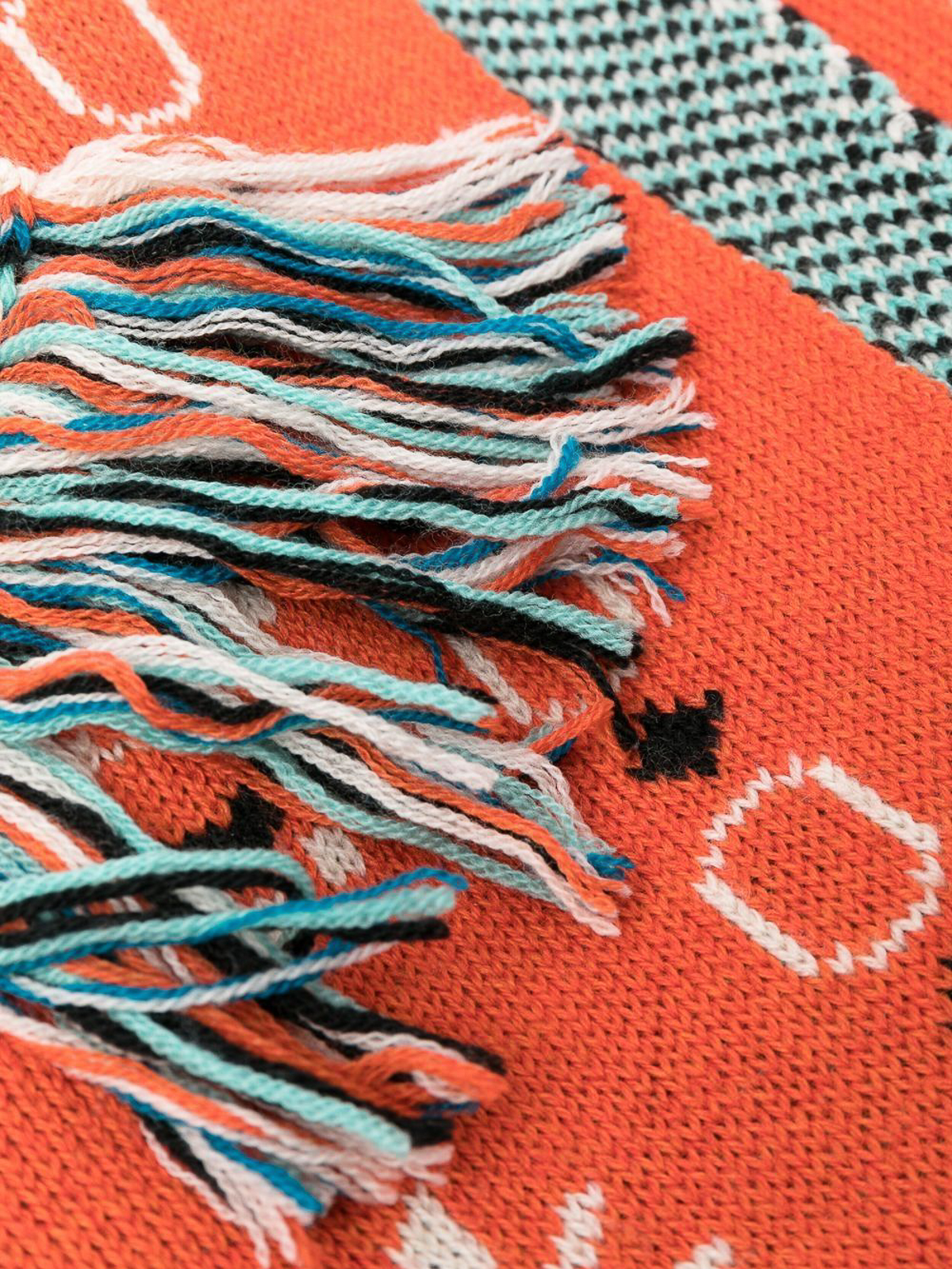 Shop Alanui Intarsia-knit Wool Fringe Blanket In Multicolour