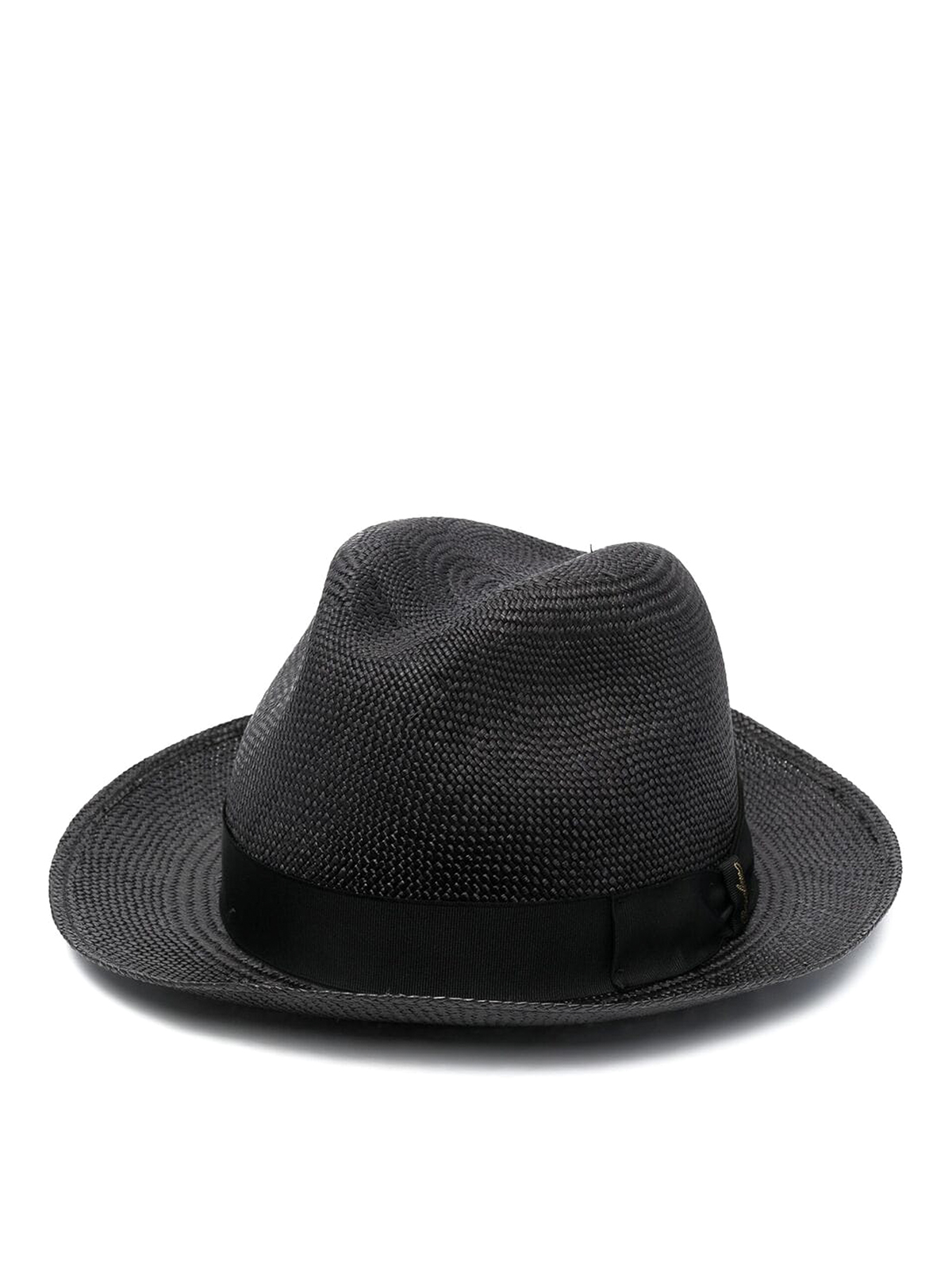 Borsalino Jet-black Straw Curved-brim Hat