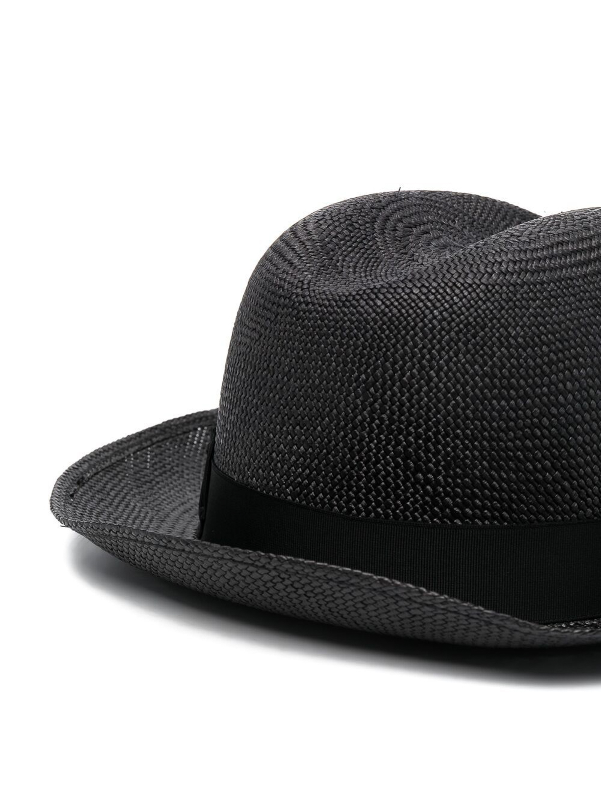 Shop Borsalino Jet-black Straw Curved-brim Hat