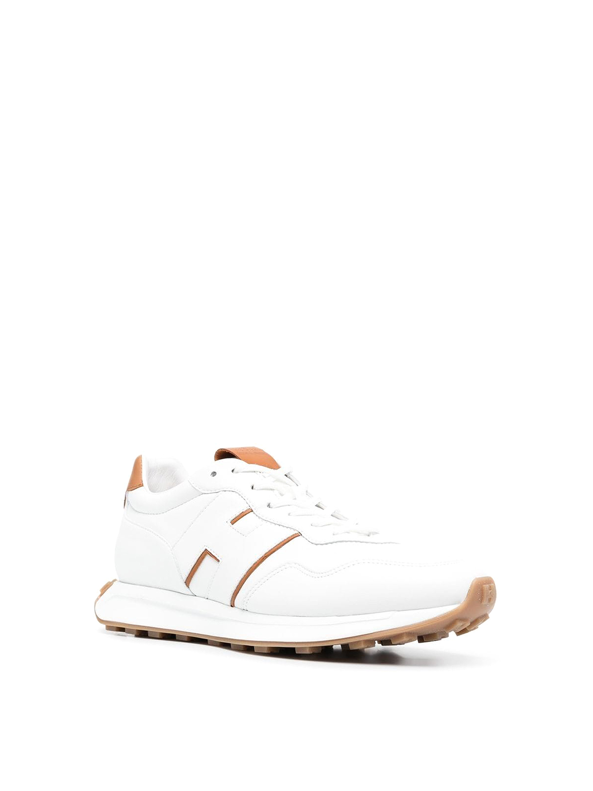 Shop Hogan Contrast-detailing Leather Sneakers In Blanco