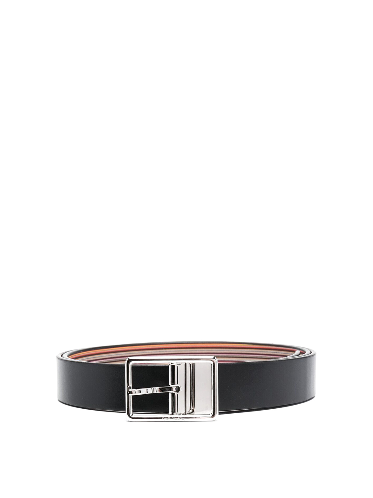 Shop Paul Smith Leather Belt With Silver Tone Hardware In Black