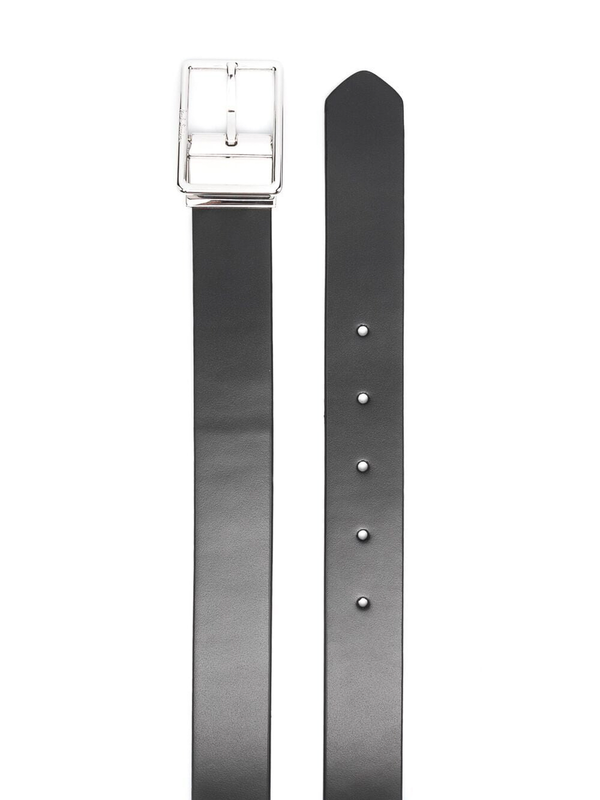 Shop Paul Smith Leather Belt With Silver Tone Hardware In Black