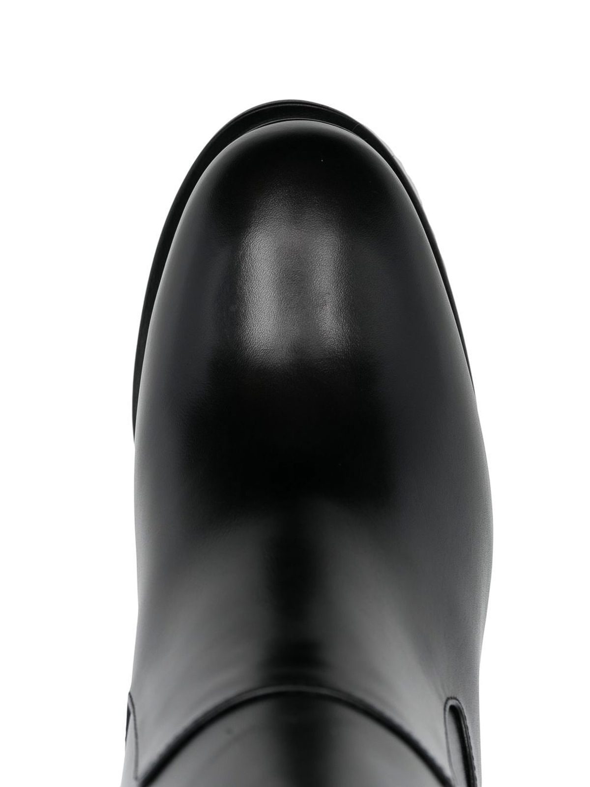 Shop Alexander Mcqueen Heeled Eyelet Leather Boots In Negro