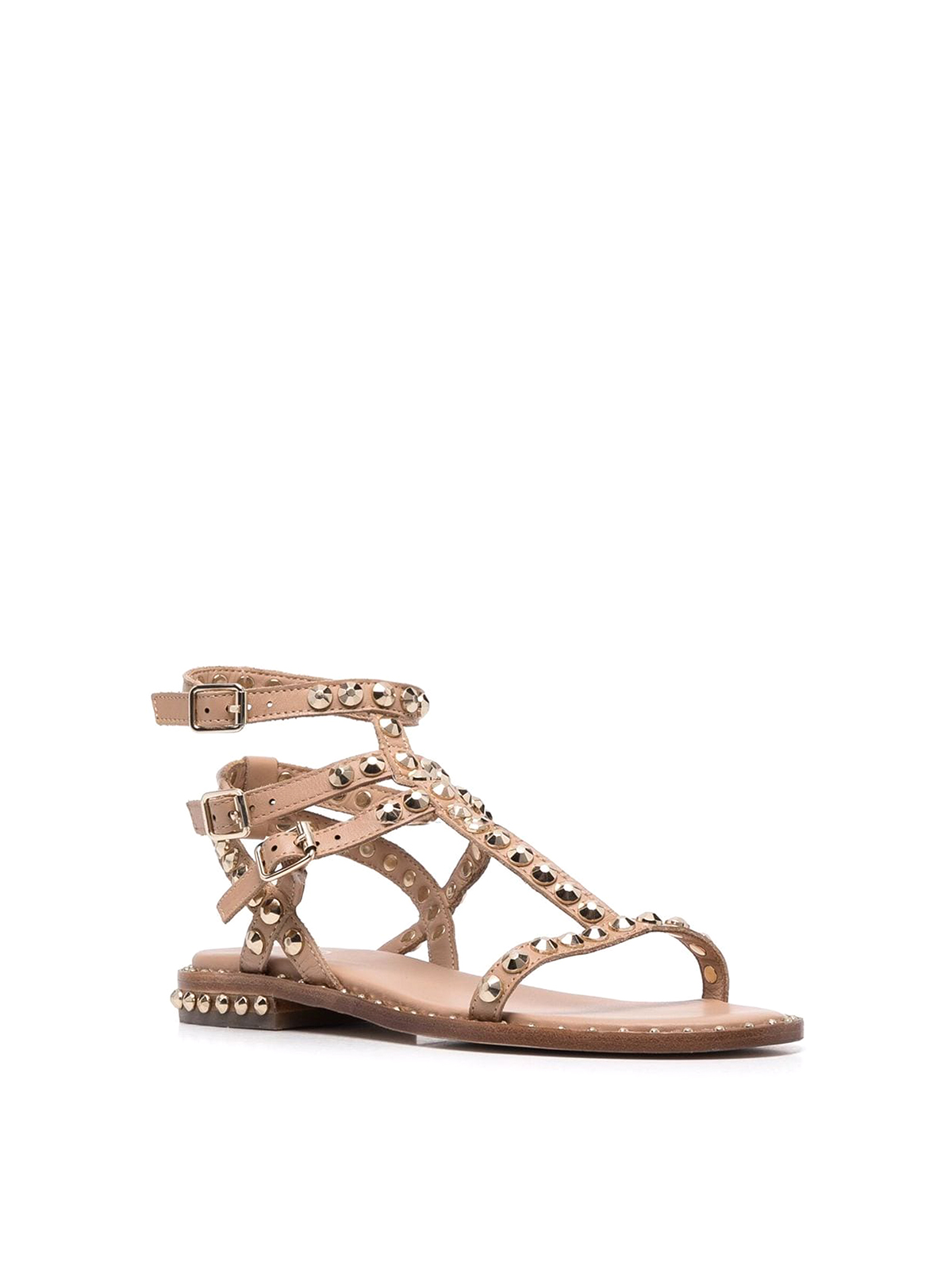 Shop Ash Multi Strap Leather Sandals With Studs In Pink