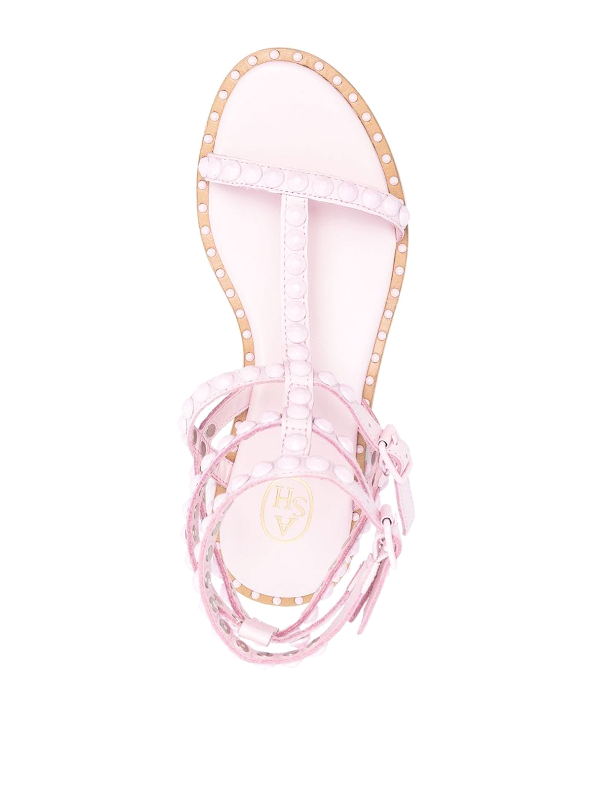 Shop Ash Multi Strap Leather Sandals With Studs In Pink