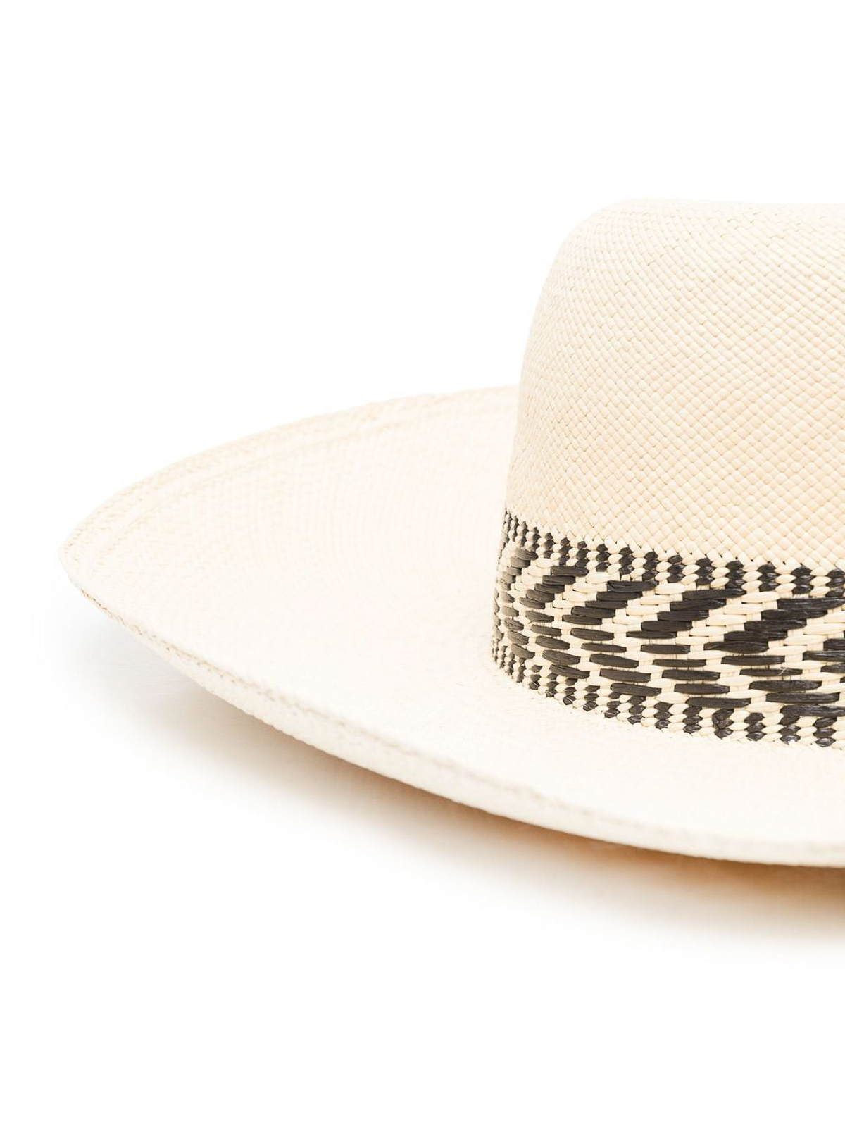 Shop Borsalino Interwoven Panama Hat With Geometric Print In White