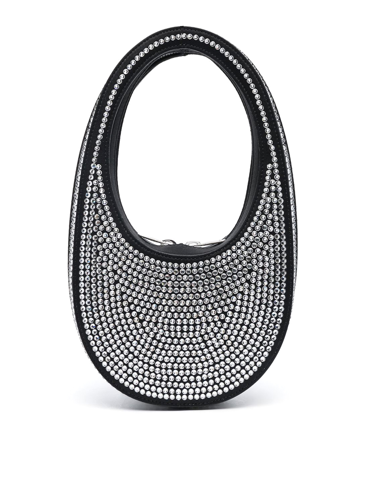 Coperni Swipe Oval Crystal-embellished Bag In Black