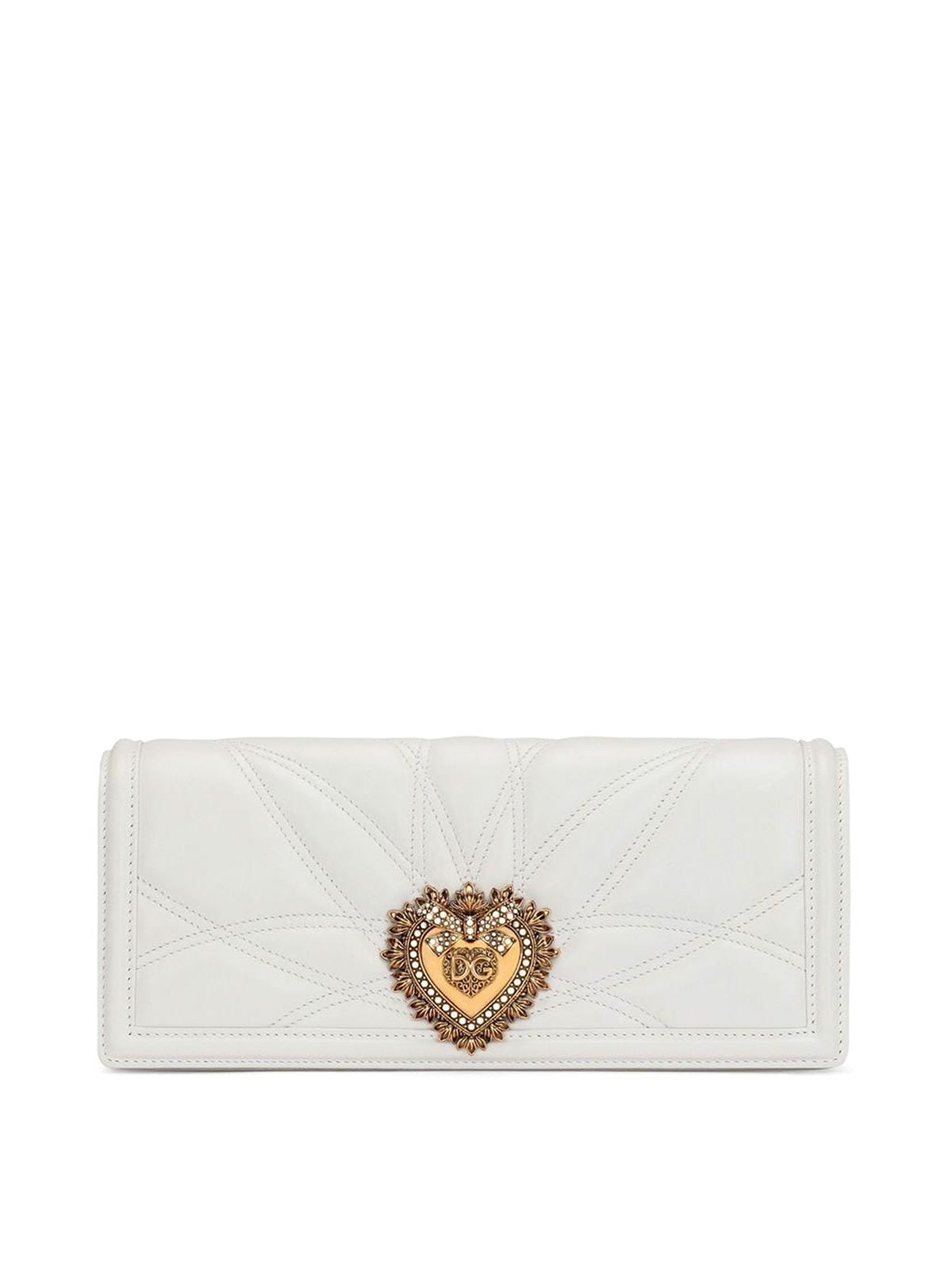 Dolce & Gabbana Logo-plaque Leather Clutch Bag In White