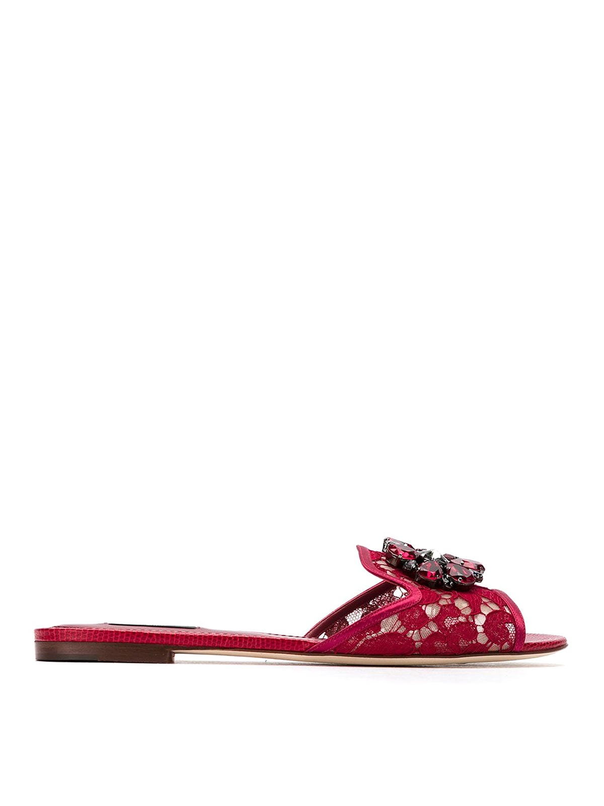 Dolce & Gabbana Bianca Lace Detailed Sandals In Rojo